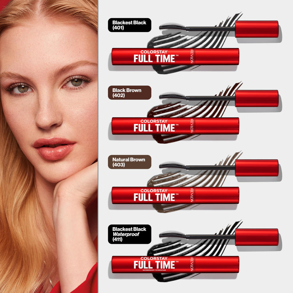 Revlon ColorStay Full Time Mascara, Volumizing Eye Makeup, 24 Hour Wear, Smudge-Proof, Non-Clumping and Flake-Free Formula, 403 Natural Brown