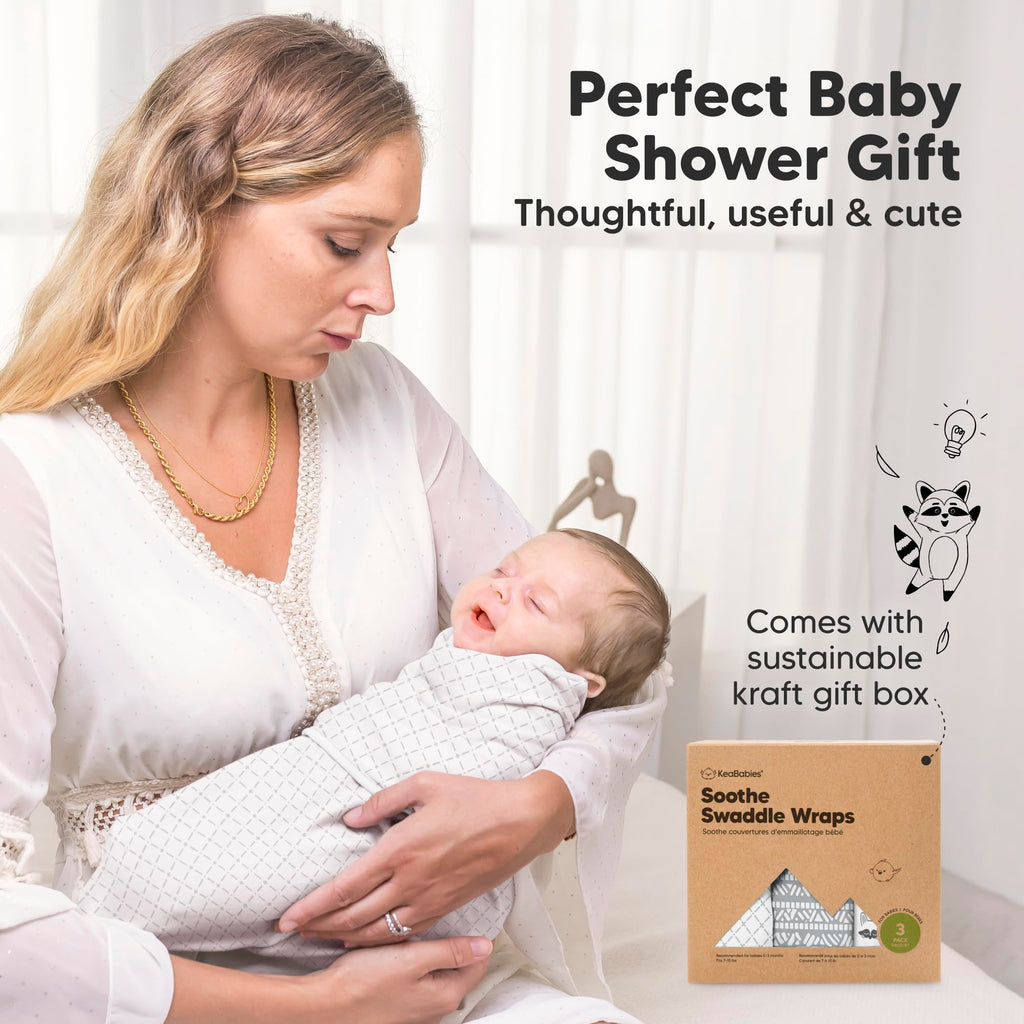 KeaBabies 3-Pack Organic Baby Swaddle Sleep Sacks - Swaddles for Newborns, Infant 0-3 Months, Baby Girls, Boys, Soft & Snug Newborn Sleep Sack, Nursery Swaddling Blankets (Nordic)