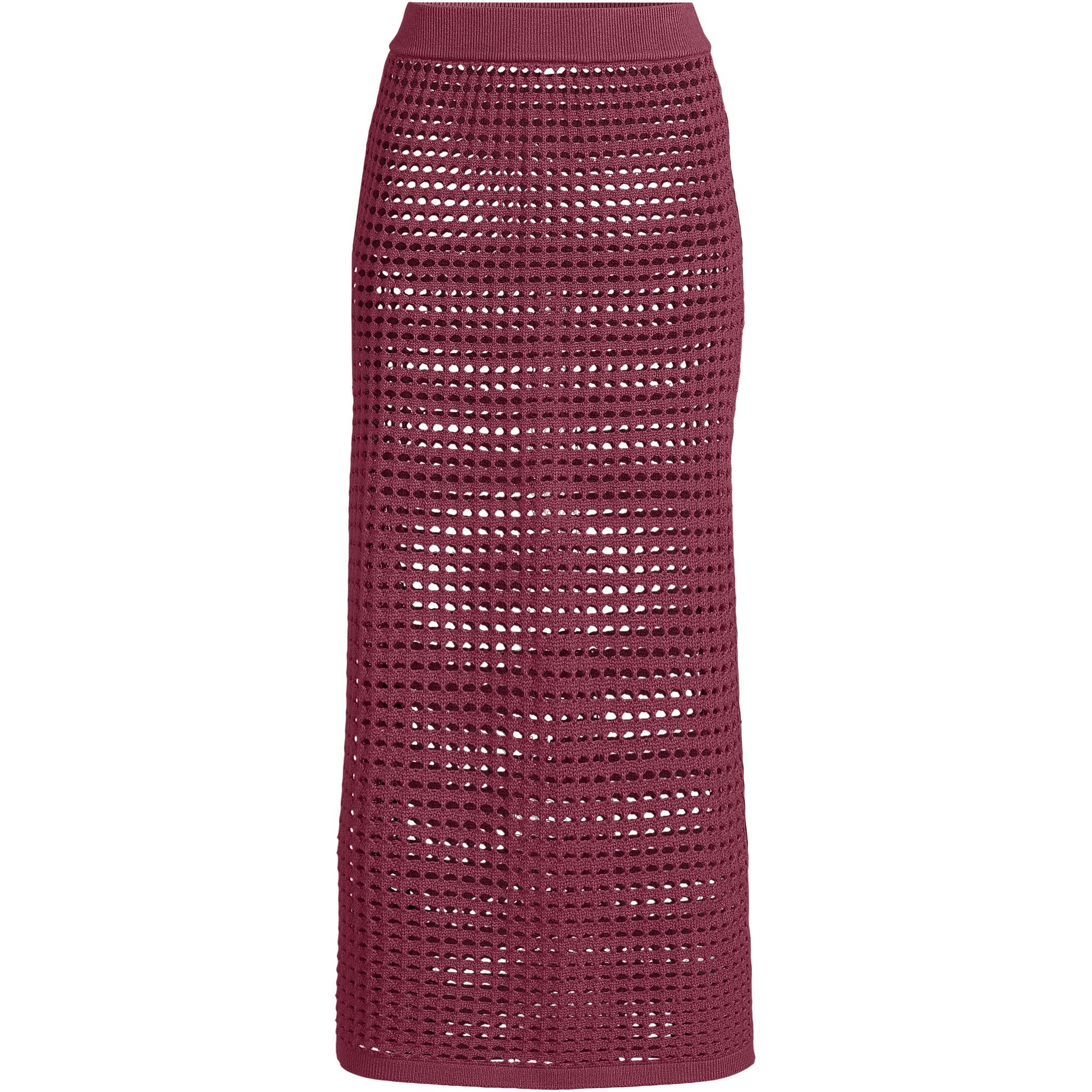 Lands' End Women's Cotton Open Knit Maxi Swim Cover-up Skirt X-Small Burgundy Spritz