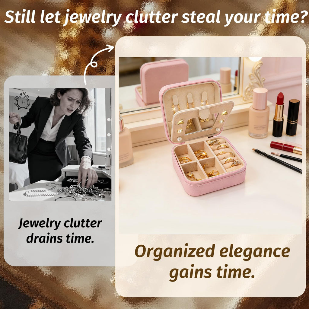 SMUOBT Jewelry Box with Jewelry Set for Women Men - Multi-Layer Organizer Storage Case with Mirror, Necklace Bracelet Hoop/Stud Earrings Rings Gift Set for Her Him, Unique Birthday Party Gift