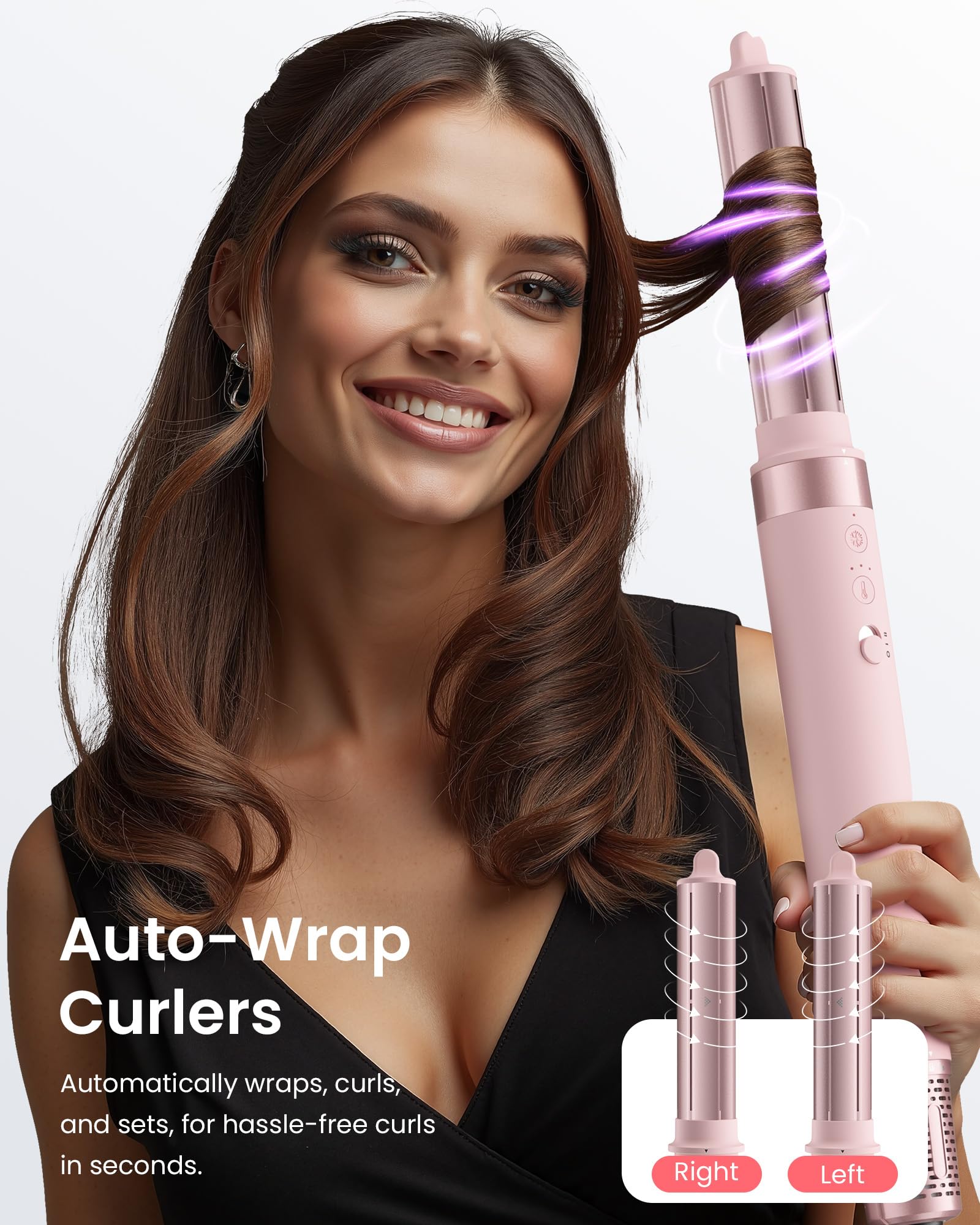 MESCOMB 5 in 1 Hot Air Styler Wrap - High-Speed Hair Dryer, Volumizing Brush with Auto Curlers, Fast Drying & Frizz-Free Styling Straightening, No Heat Damage, Includes Travel Bag, Gift for Women
