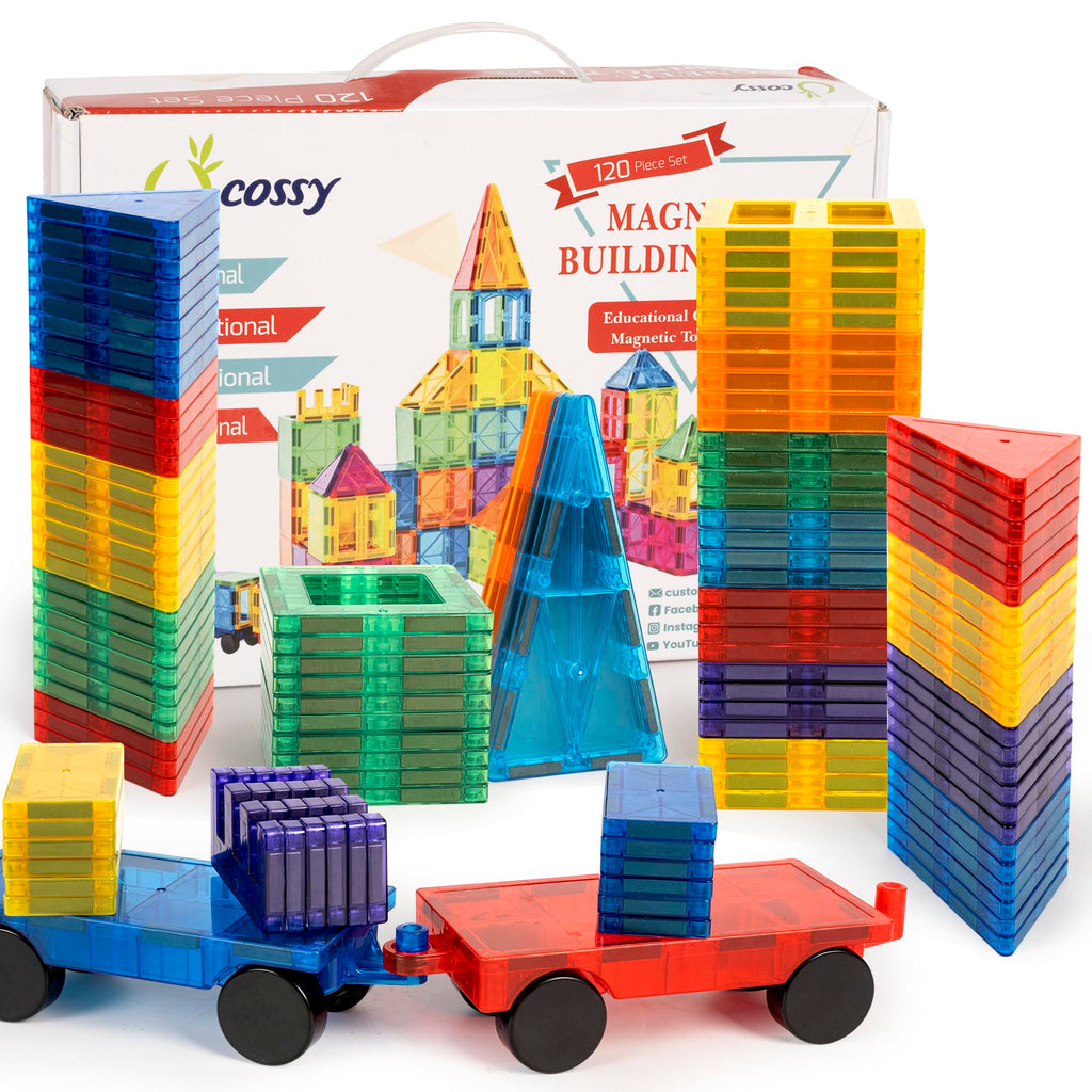 cossy 120Pcs Magnetic Tiles Magnetic 3D Building Blocks Set Educational Construction Toys for 3+ Year Old Kids with Stronger Magnets, Educational Toys, Recreational, Conventional