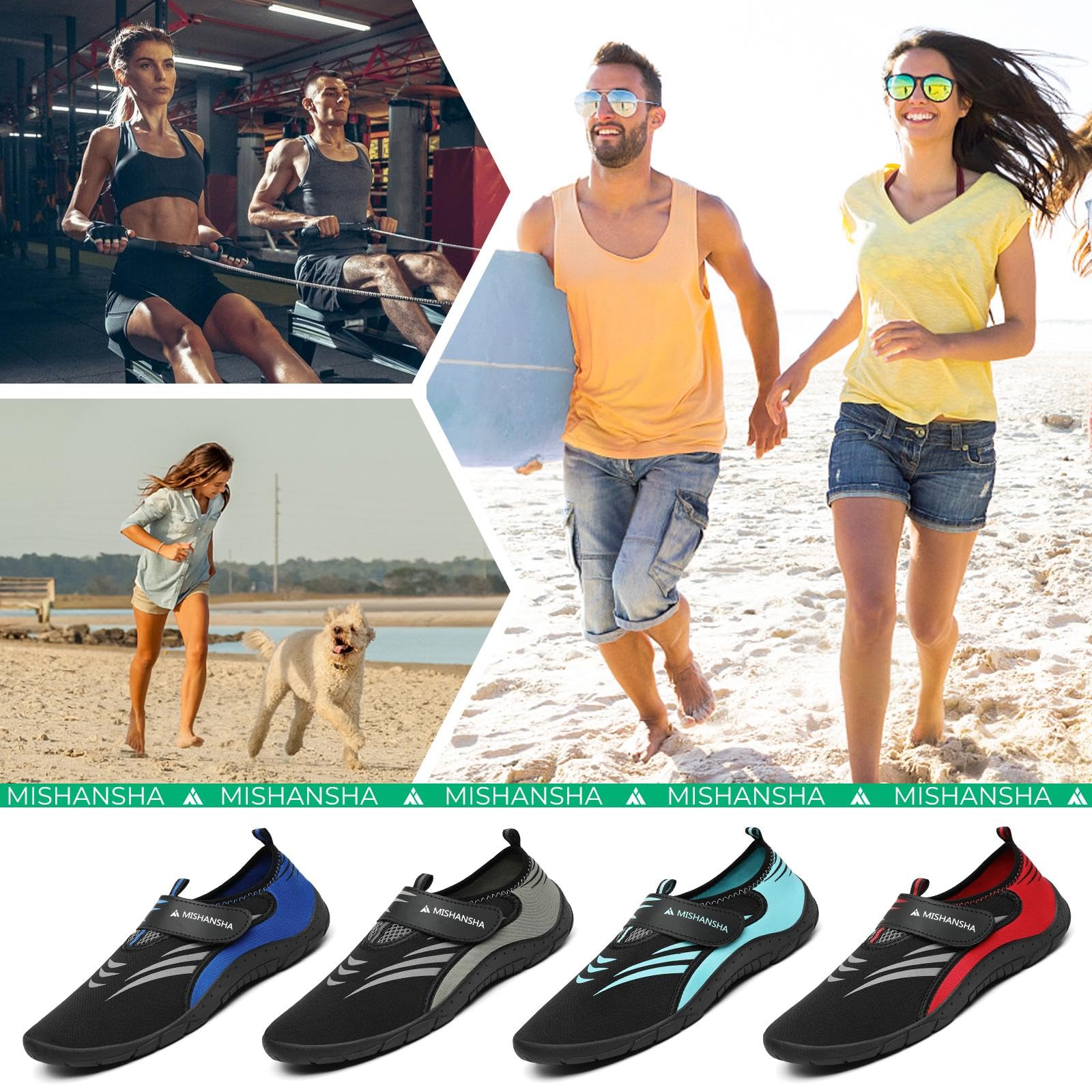 Mishansha Swimming Shoes for Women Breathabls Water Hiking Shoes Non-Slip Rafting Diving Aqua Yoga Dull Red-E0152 9.5 Women/7.5 Men
