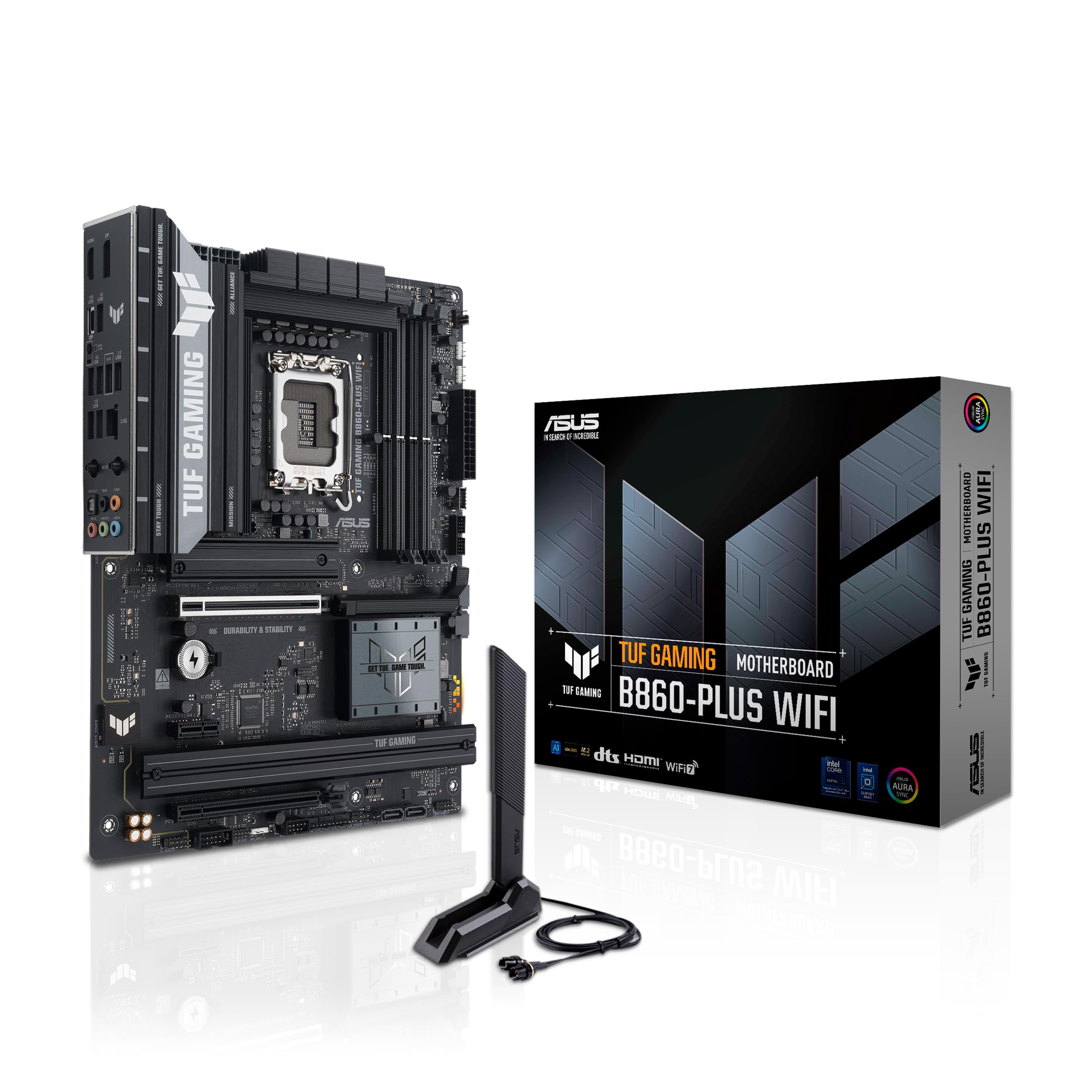 ASUS TUF Gaming B860-PLUS WiFi B860 LGA 1851 ATX Motherboard, Intel® Core™ Ultra Series 2 Ready, Advanced AI PC-Ready, 12+1+2+1 Stages, DDR5,PCIe 5.0, 3X M.2, Wi-Fi 7, 2.5Gb LAN, USB 20Gbps Type-C®