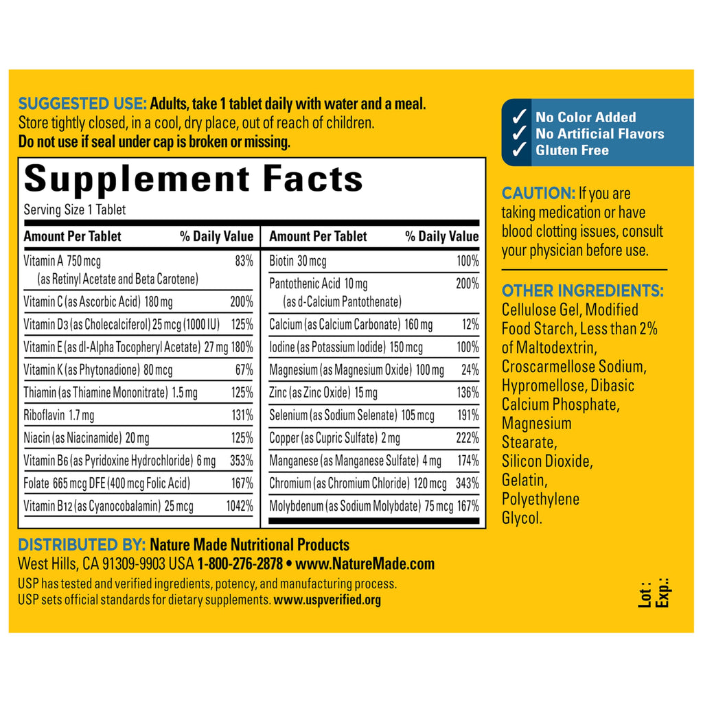 Nature Made Multivitamin for Men Over 50, Mens Multivitamins 50 Plus, Daily Nutritional Support, Nature Made Multi Vitamins, 90 Tablets, 90 Day Supply