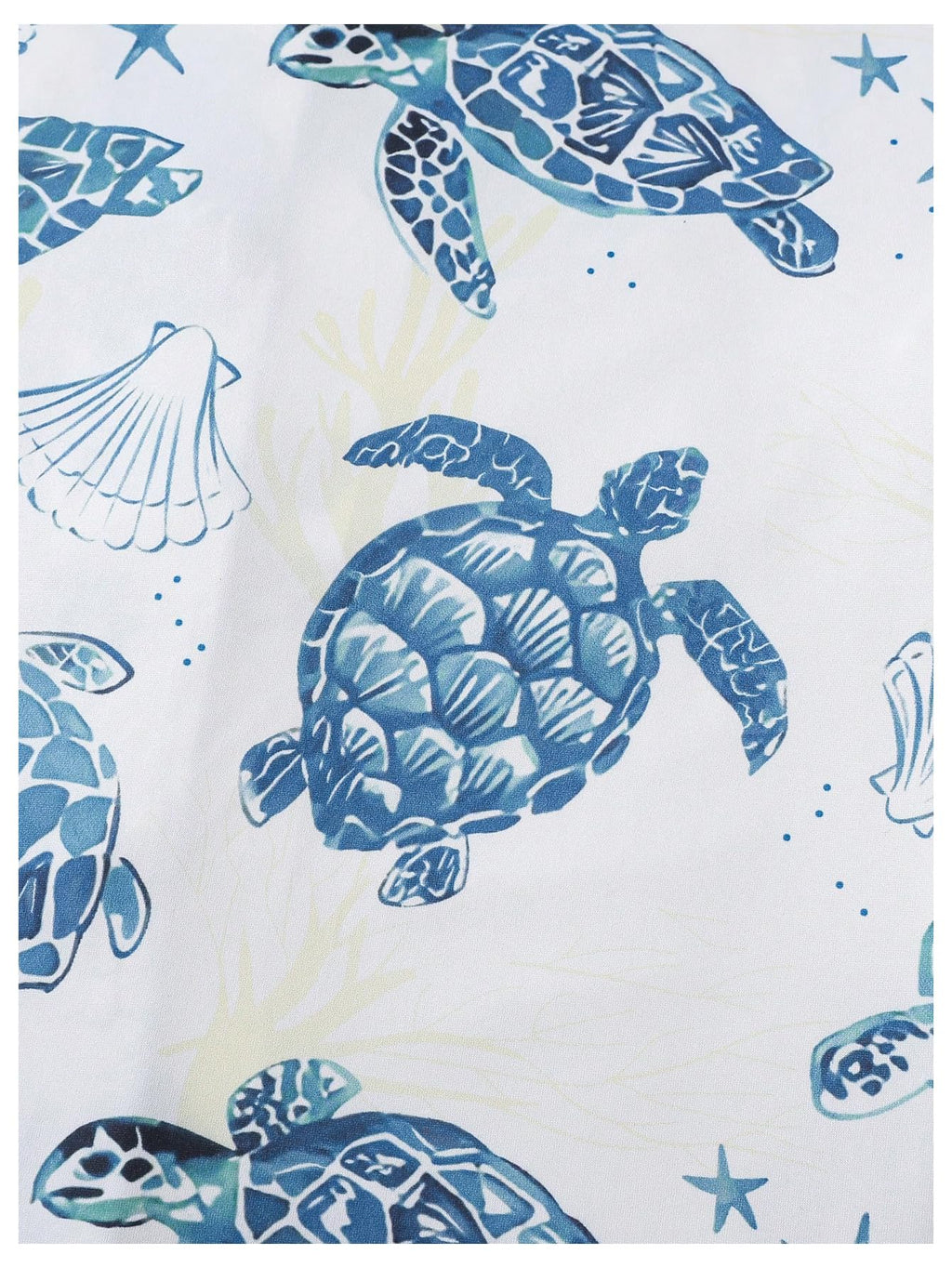 WDIRARA Women's 2 Piece Sea Turtle Graphic Pajama Set Button Down Short Sleeve Shorts Loungewear Pjs Sets White and Blue Large