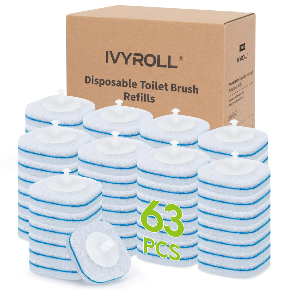 Toilet Bowl Cleaner Wand Refills Compatible with CLOROX, 63 Count Disposable Toilet Brush Refills, Replacement Heads for Toilet Cleaning System