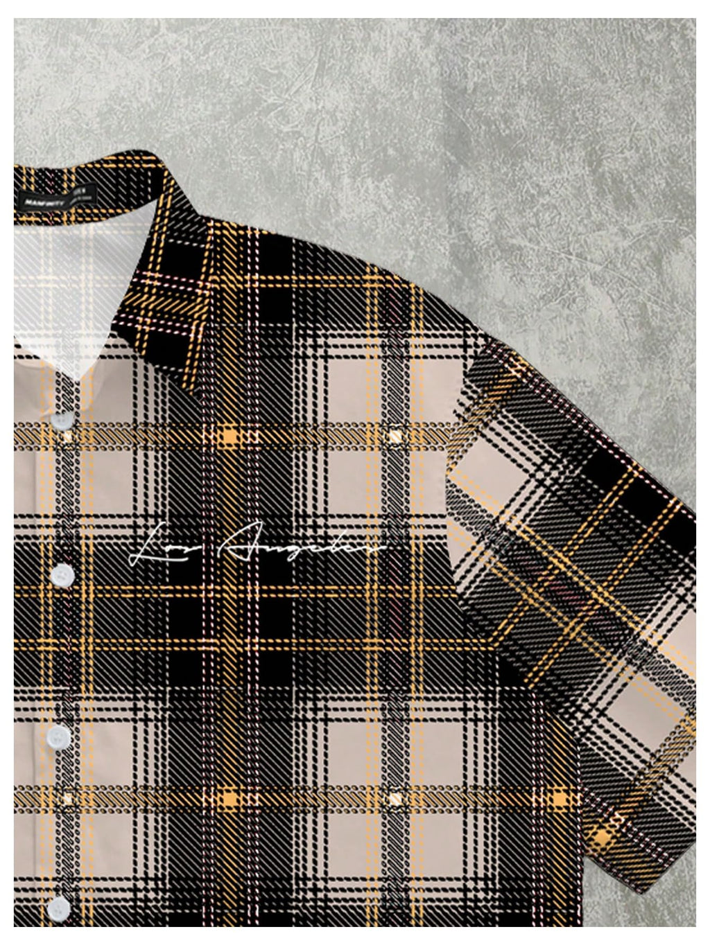 VIPWOLF Men's Plaid Shirts Gingham Short Sleeve Button Down Crop Tee Tops Brown Plaid Large