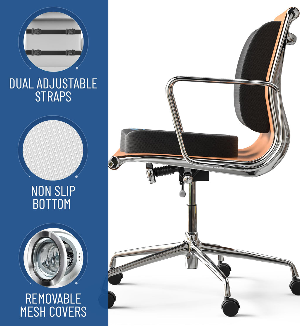 Everlasting Comfort Doctor Recommended Memory Foam Seat Cushion for Office Chairs & Car - Ergonomic Office Desk Accessories - Cushions for Tailbone Pain Relief, Sciatica & Back Support Pillow