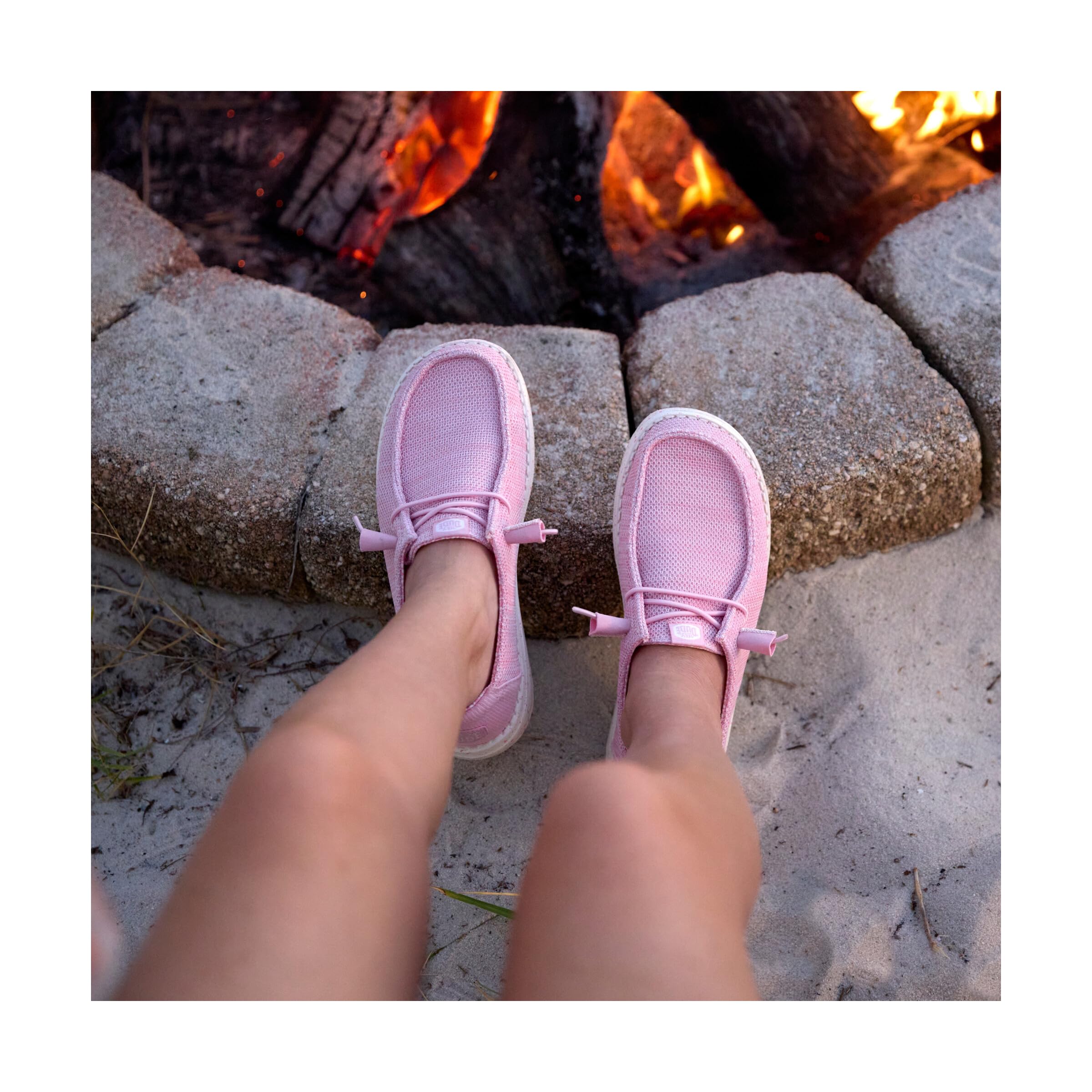 HEYDUDE Wendy Stretch Sox Rosette Size 8, Women’s Shoes, Slip-on Loafers, Comfortable & Light-Weight