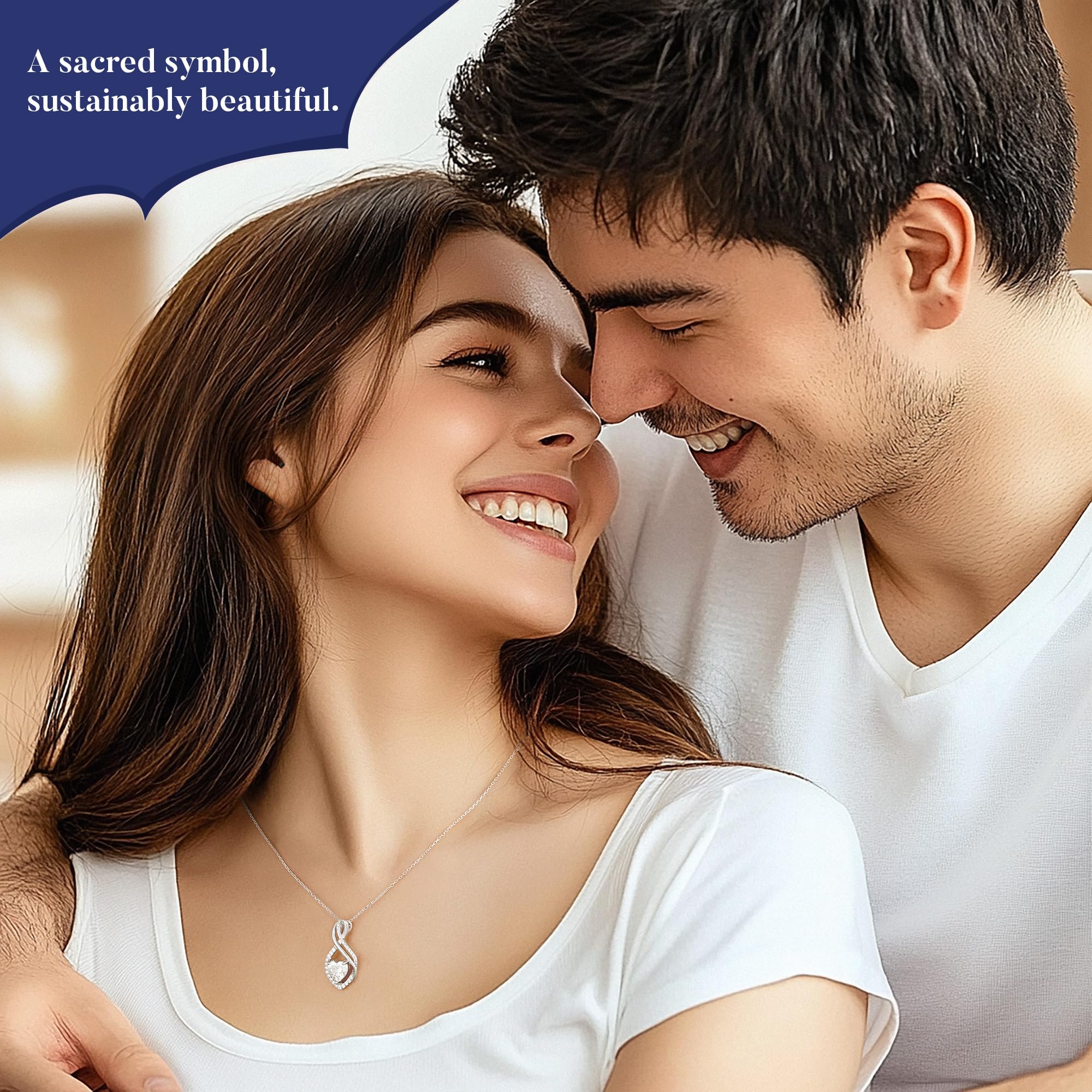 MOOSEA Valentines Day Gifts for Her, Moissanite Necklace Women Anniversary Birthday Gift Valentines Day Gifts for Women Wife Mom 925 Sterling Silver Infinity Moissanite Heart Pendant Necklace Jelwely