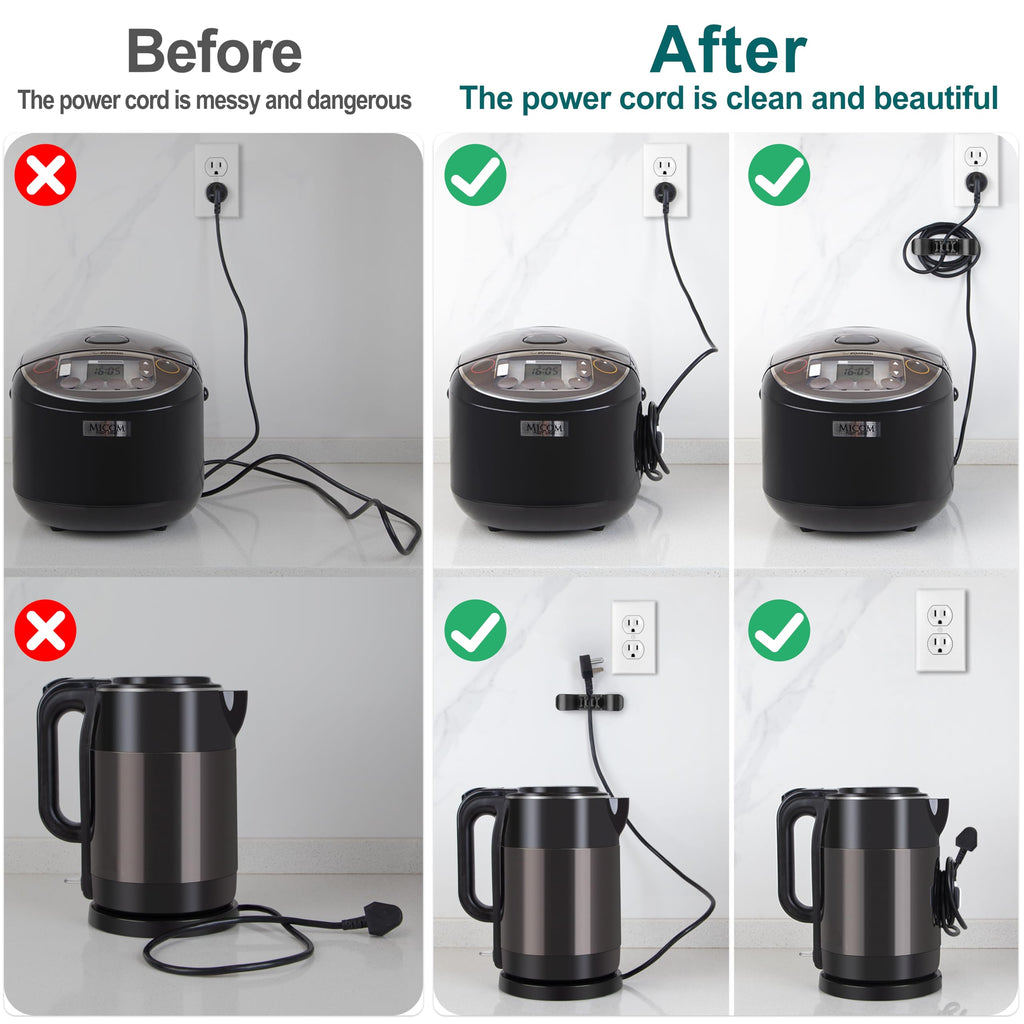 Cord Organizer for Appliance Stick On- Kitchen Appliances Cord Winder, Convenient Cord Wrapper for Mixer, Air Fryers, Juicers, Coffee Machines, Blender, Air Fryers, Black 6Packs
