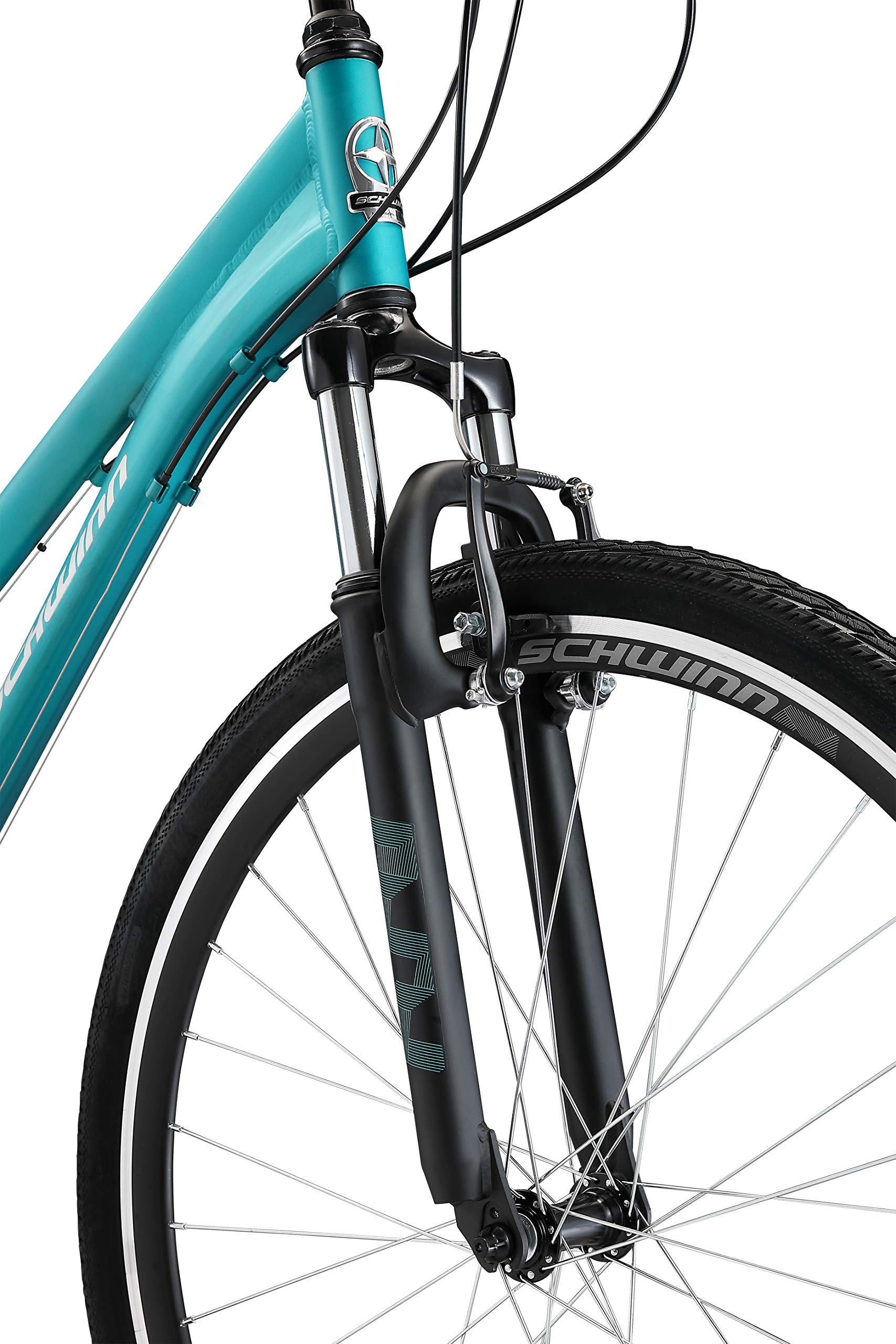 Schwinn Network 1 Hybrid Bike, 700c Mens and Womens Bike, 21-Speed Hybrid Bicycle, Aluminum Frame, Suspension Fork, Alloy Linear Pull Brakes, Adult Bicycle