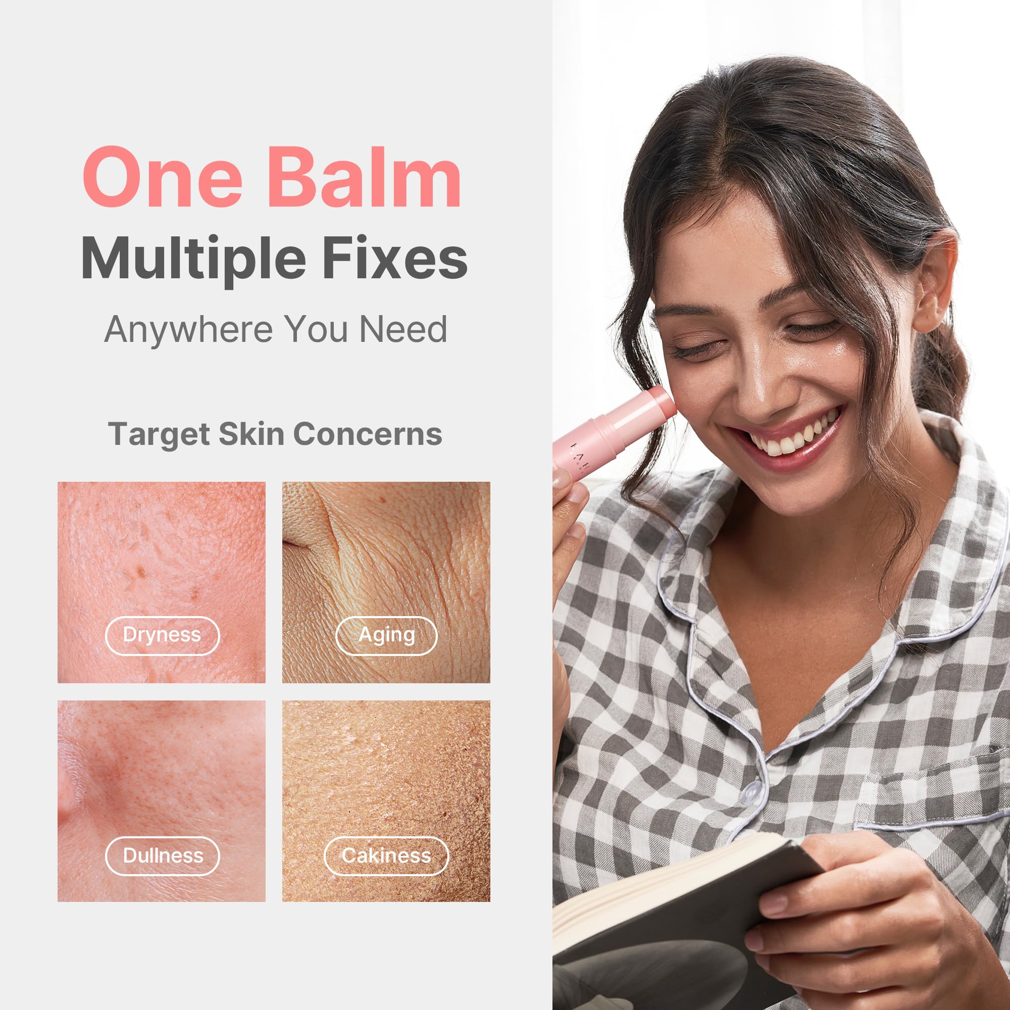 KAHI Wrinkle Bounce Multi Balm Stick | PDRN Collagen Wrinkle Stick | Korean Skin Care |All-in-One Hydrating Lip Balm Eye Cream Neck Cream Make Up Base & Face Mist Moisture Balm