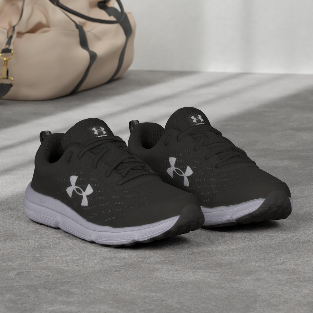 Under Armour Men's Charged Assert 10 Shoes, (001) Black/Black/White, 10.5 X-Wide