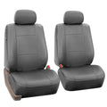 FH Group Classic PU Leather Pair Set Car Seat Covers, Airbag Compatible with Gift - Universal Fit for Cars Trucks & SUVs (Solid Gray) PU002102