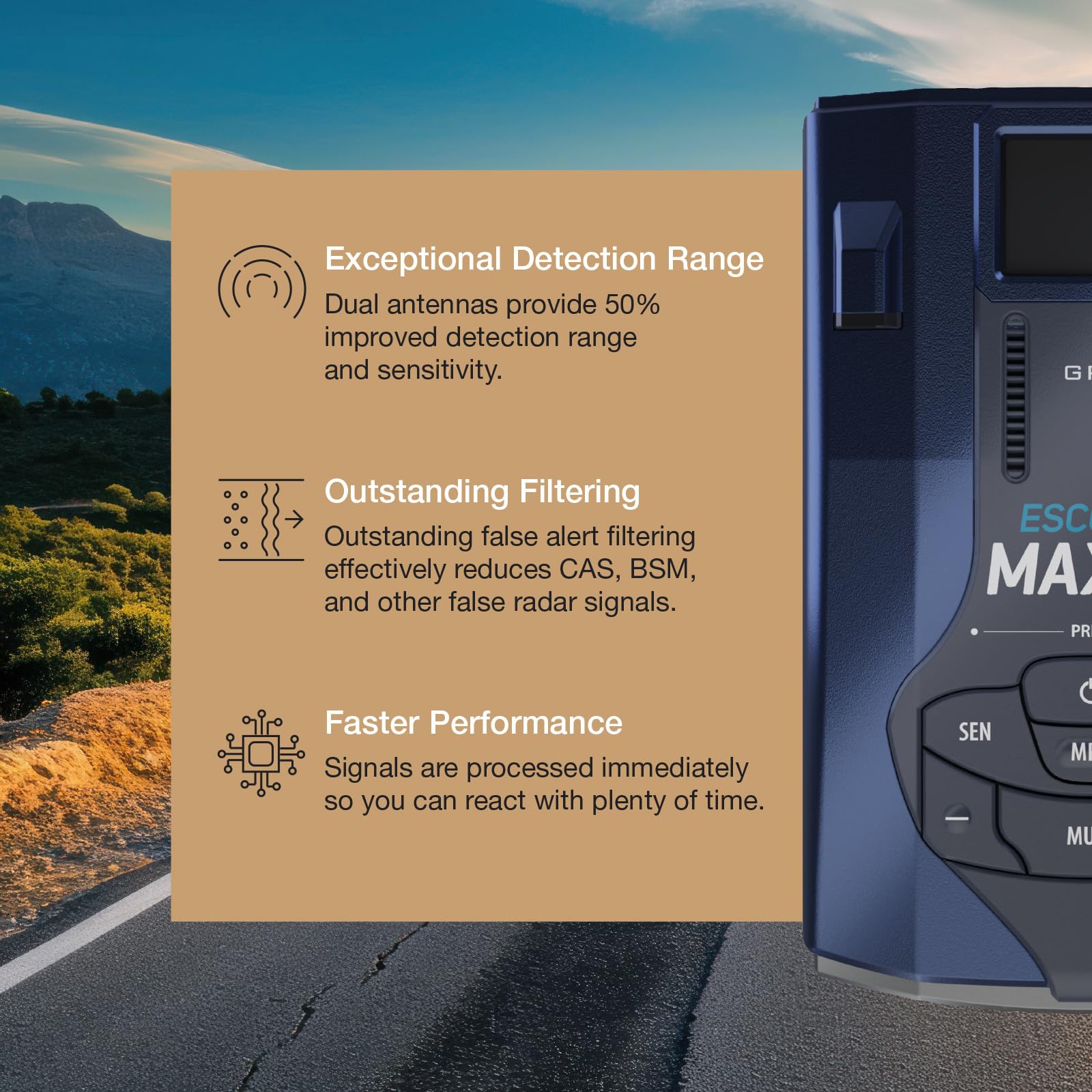 Escort MAX 360 MKII Radar and Laser Detector Bluetooth Enabled, 360° Directional Arrows, Exceptional Range, Shared Alerts, Apple CarPlay and Android Auto Compatible, Black