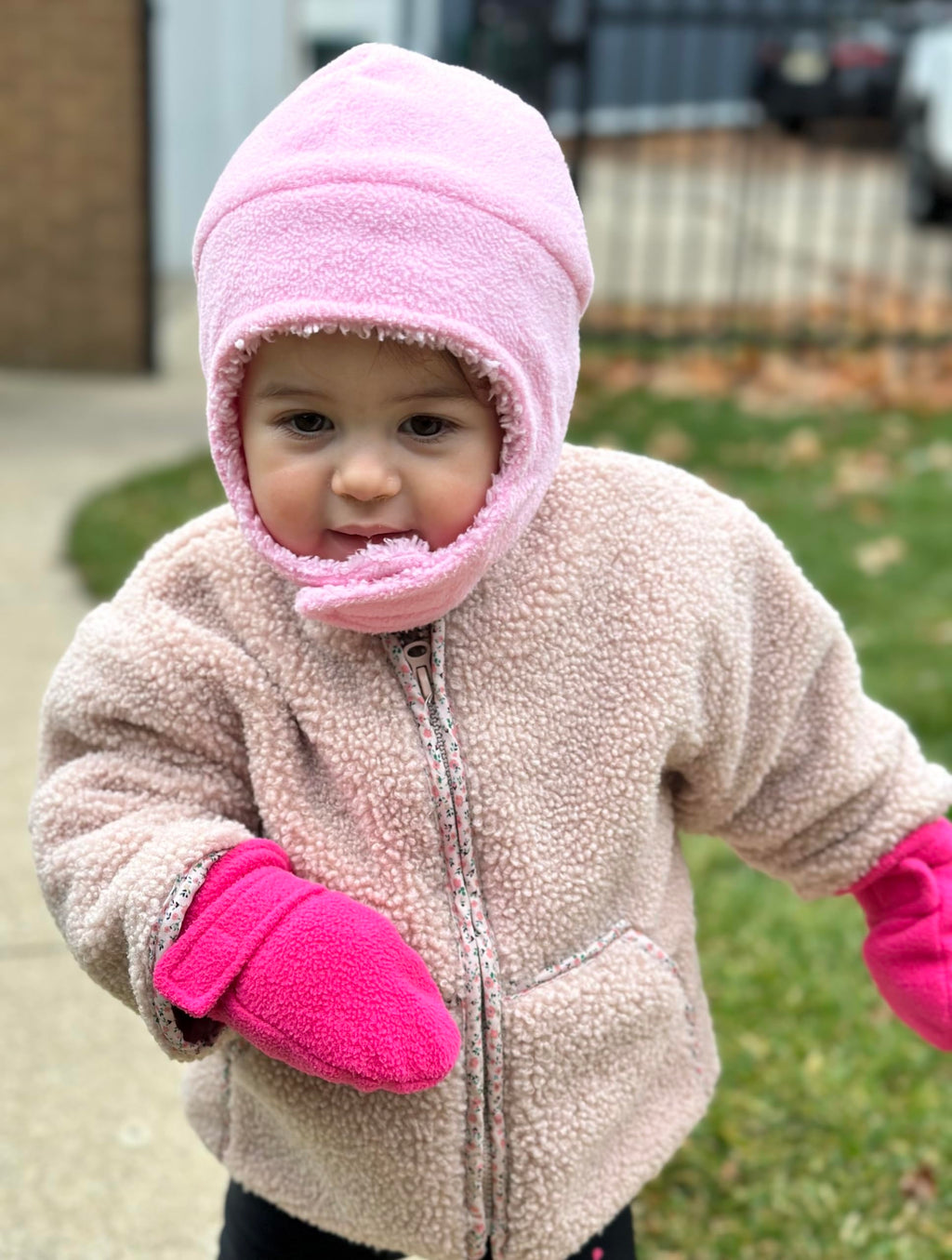 N'Ice Caps Baby Toddler Mittens Kids 2 Pairs Fleece Gloves Winter Warm Sherpa Lined Pack (Pink/Fuchsia Pack - Infant No Thumbs, 6-18 Months)