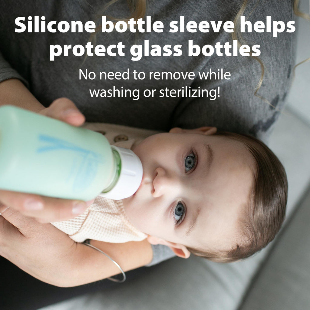 Dr. Brown's Anti-Colic Options+ Narrow Glass Baby Bottle with Level 1 Slow Flow Nipple, BPA-Free, 4 oz/120mL, 4-Pack