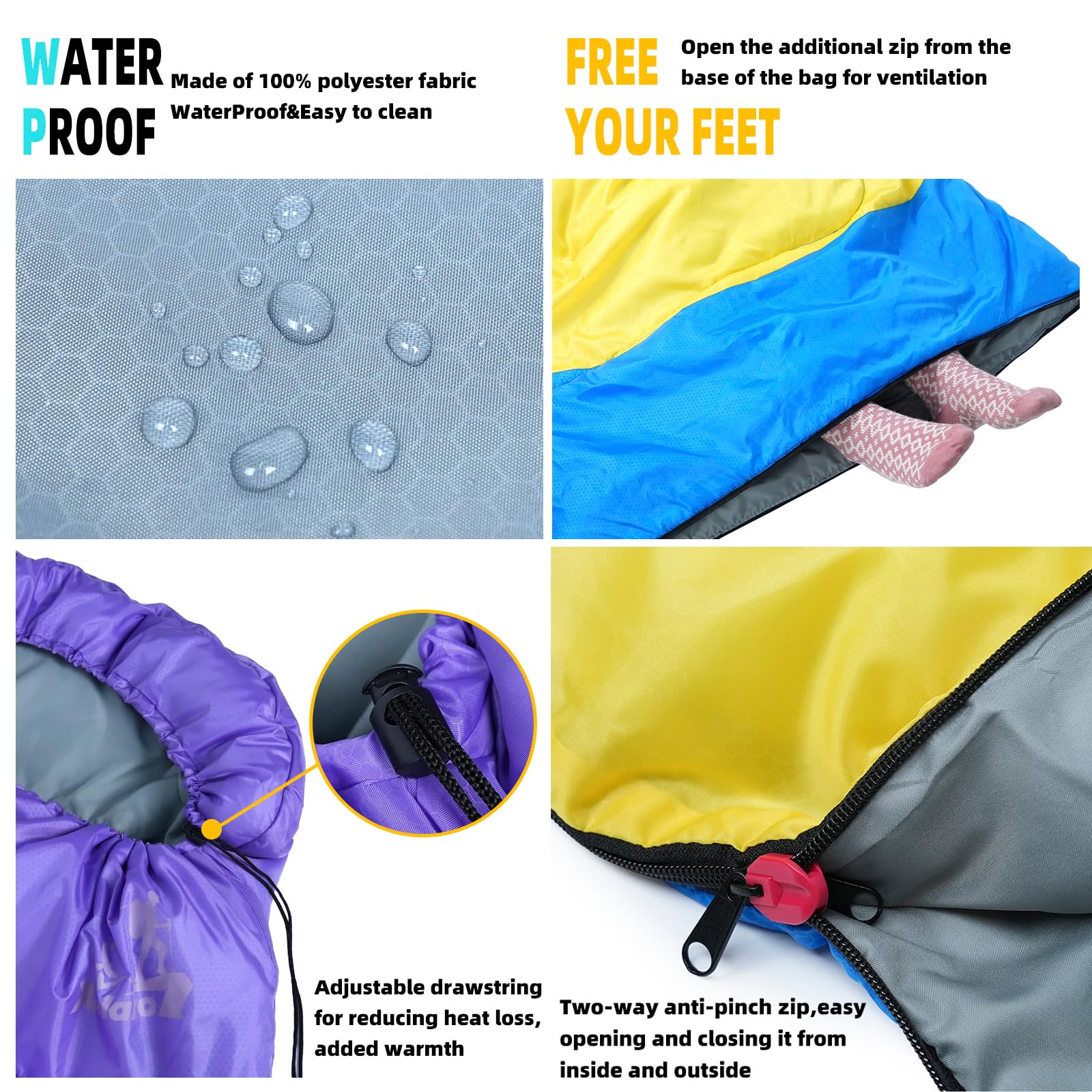 Xelaro Sleeping Bags for Adults Kids - 3 Season Cold&Warm Weather Waterproof Camping Sleeping Bags - Lightweight Sleeping Bags for Camping Hiking Outdoor Travel