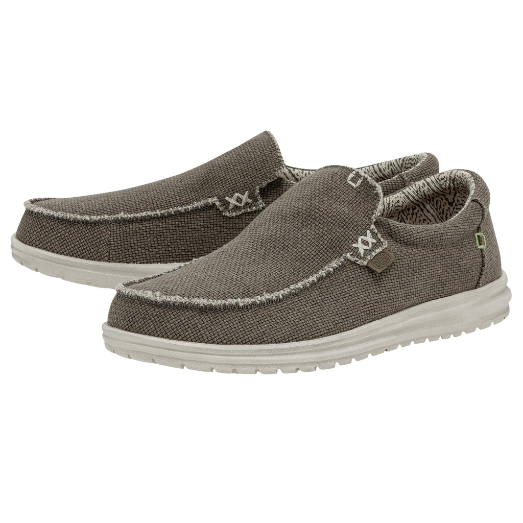 HEYDUDE Men's Mikka Braided Size 11| Men's Loafers | Men's Slip On Shoes | Comfortable & Light-Weight Brown