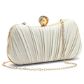 RNIEGA Small Clutch Purses for Women Evening Bag Pleated Satins Clutch Purse Luxury Handbags for Wedding Party