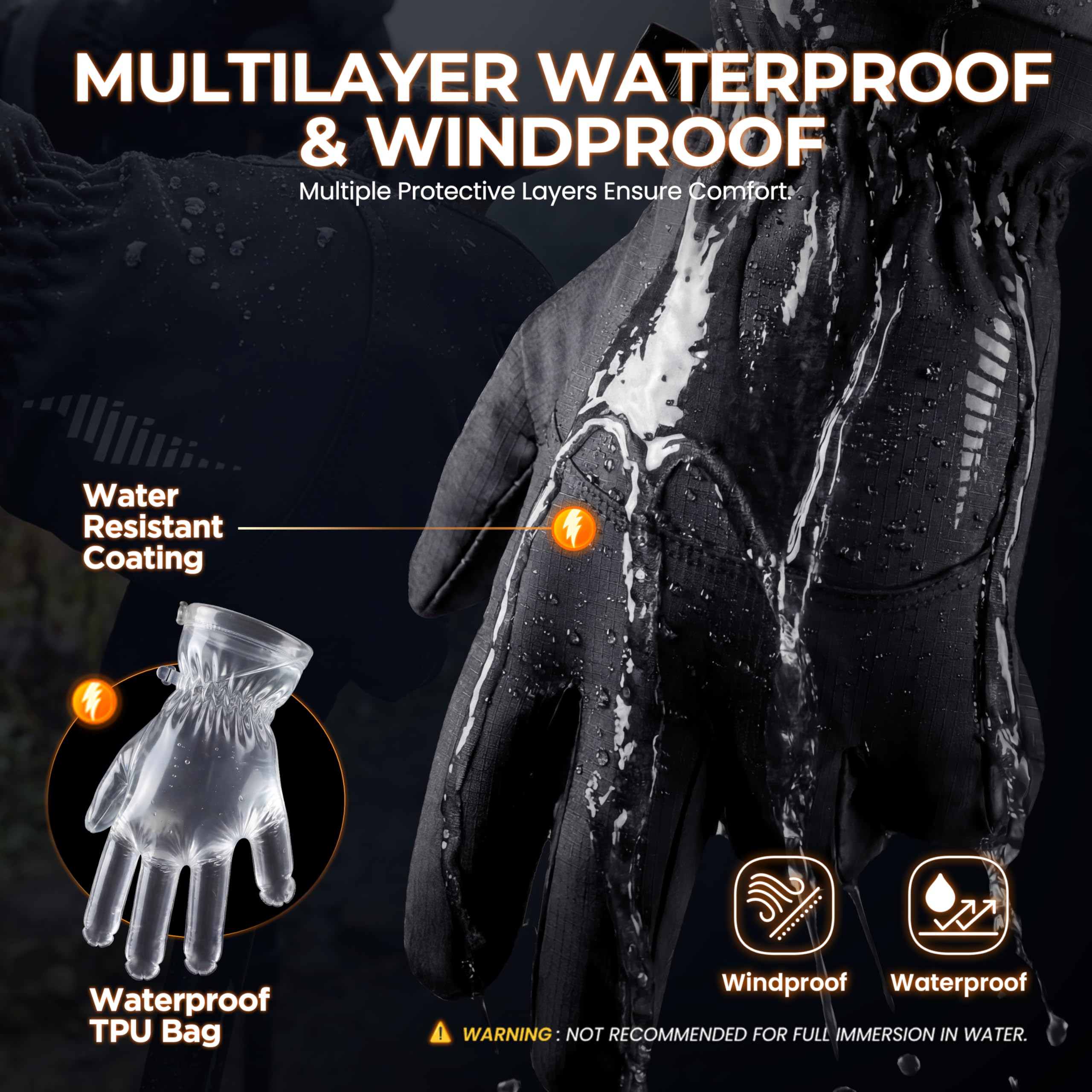 rivmount Winter Waterproof Ski Snow Warm Gloves for Women Men, Windproof Cold Weather Thermal with Touchscreen Fingers, for Running Driving Cycling Hiking Biking Outdoor Sports Daily Work