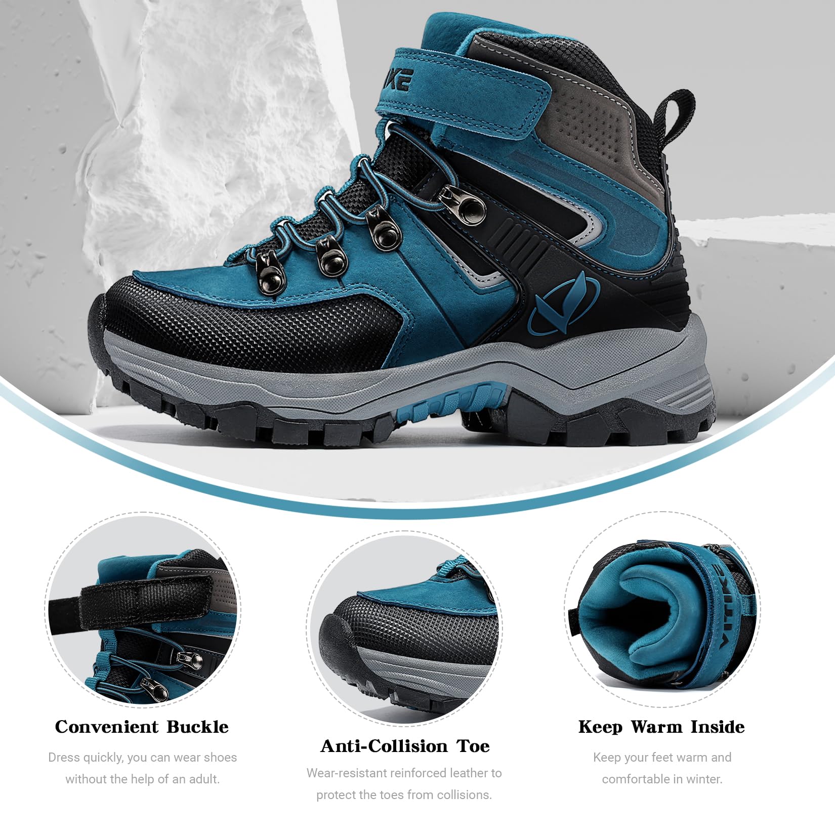 Littleplum Boys Snow Boots Winter Warm Booties Antiskid Hiking Outdoor Shoes Ankle Boots for Kids Yellow Size 3 Little Kid