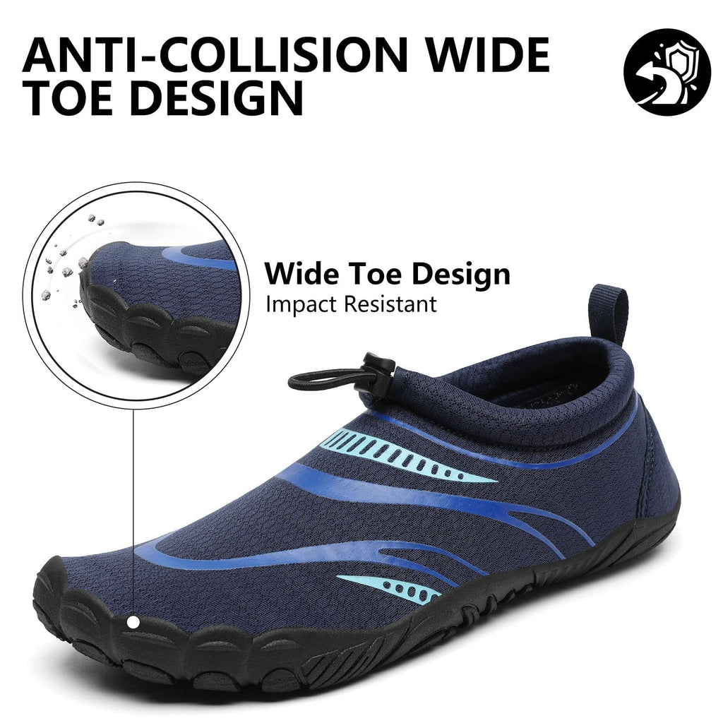 Mishansha Water Shoes Men Quick Dry Swim Shoes for Men Lightweight Non-Slip Aqua Beach Blue Black-E0153 12.5 Women/10.5 Men