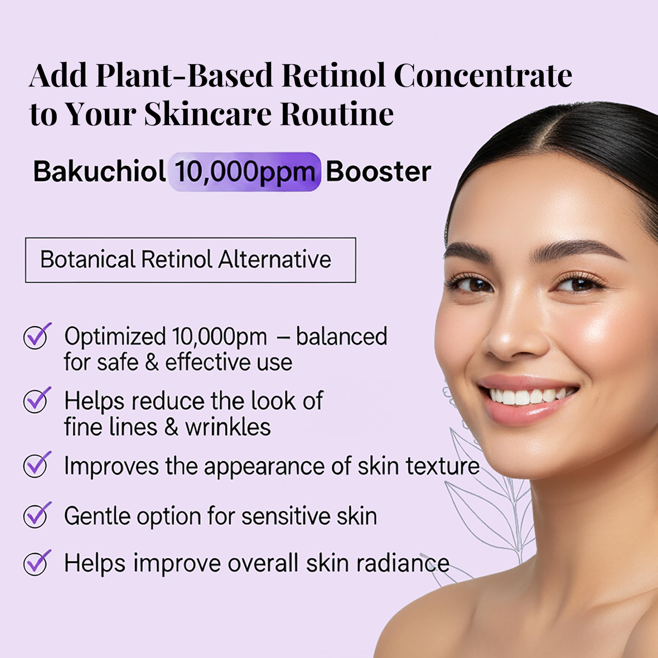 Bakuchiol Serum for Face - DIY Mix-in Concentrate - Korean Bakuchiol Plumping Serum - Customizable Retinol Alternative Add-On for Skincare Routines