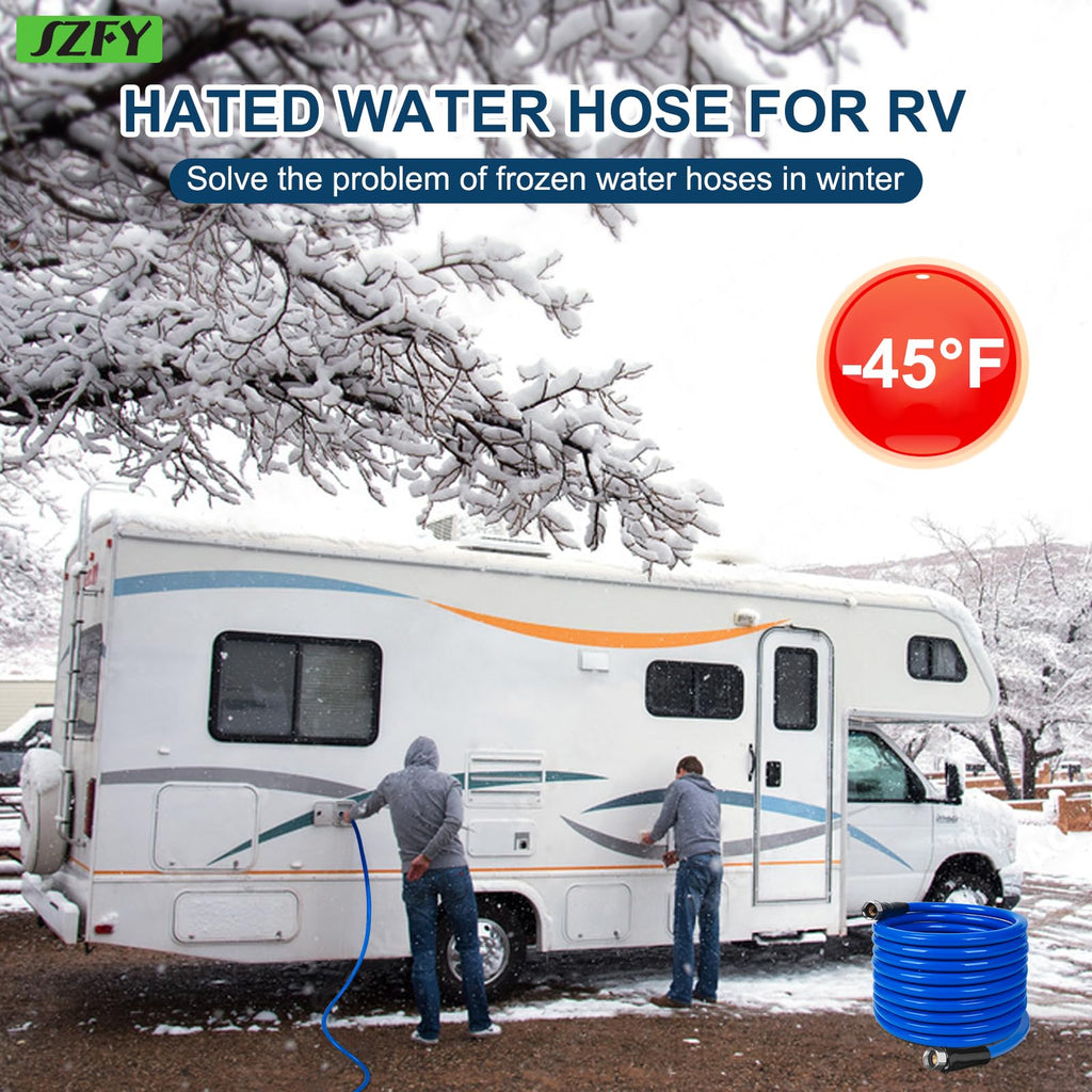 75FT Heated Water Hose for RV,Heated Drinking Water Hose with Thermostat,Lead and BPA Free,1/2" Inner Diameter,Temperatures Down to -40°F Self-Regulating,Blue Appearance