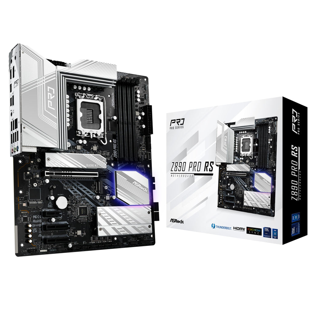 ASRock Intel Core Ultra Z890 Pro RS ATX Motherboard LGA1851 RL-ILM DDR5 8666 MHz 256 GB M.2 PCIe 5.0 Thunderbolt