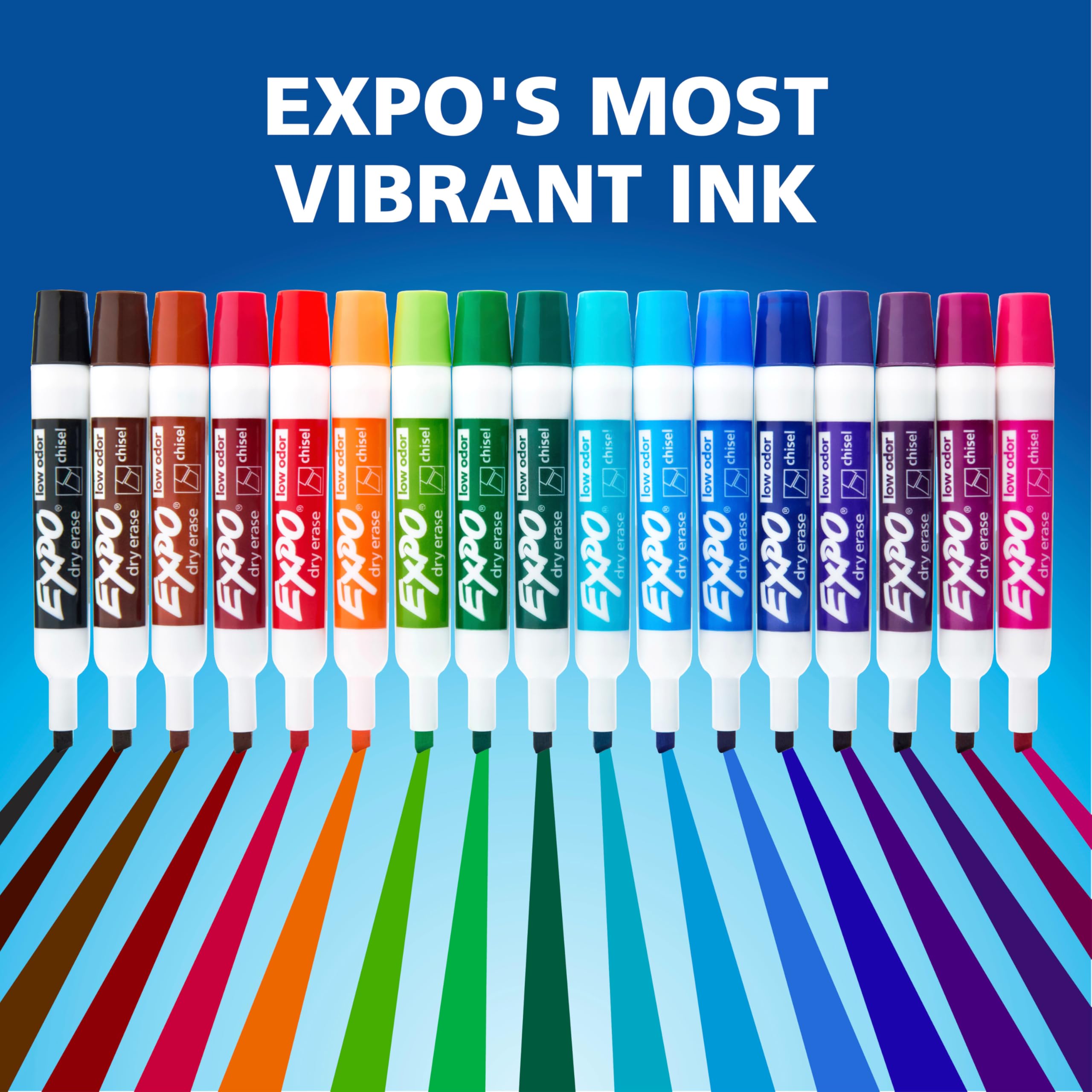 EXPO Low Odor Dry Erase Markers Chisel Tip Assorted Fashion Colors 36 Count for Classroom Office & Home Use