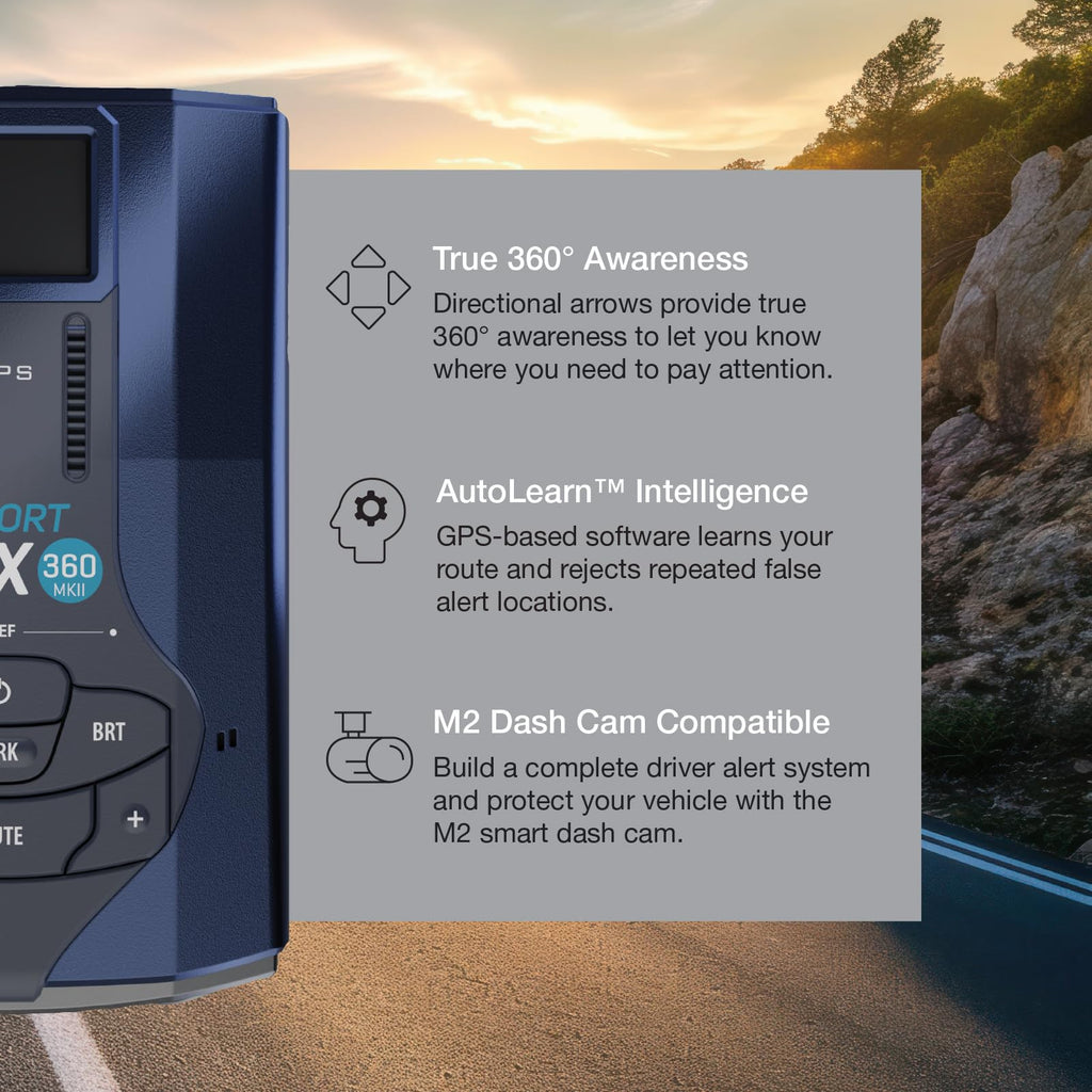 Escort MAX 360 MKII Radar and Laser Detector Bluetooth Enabled, 360° Directional Arrows, Exceptional Range, Shared Alerts, Apple CarPlay and Android Auto Compatible, Black
