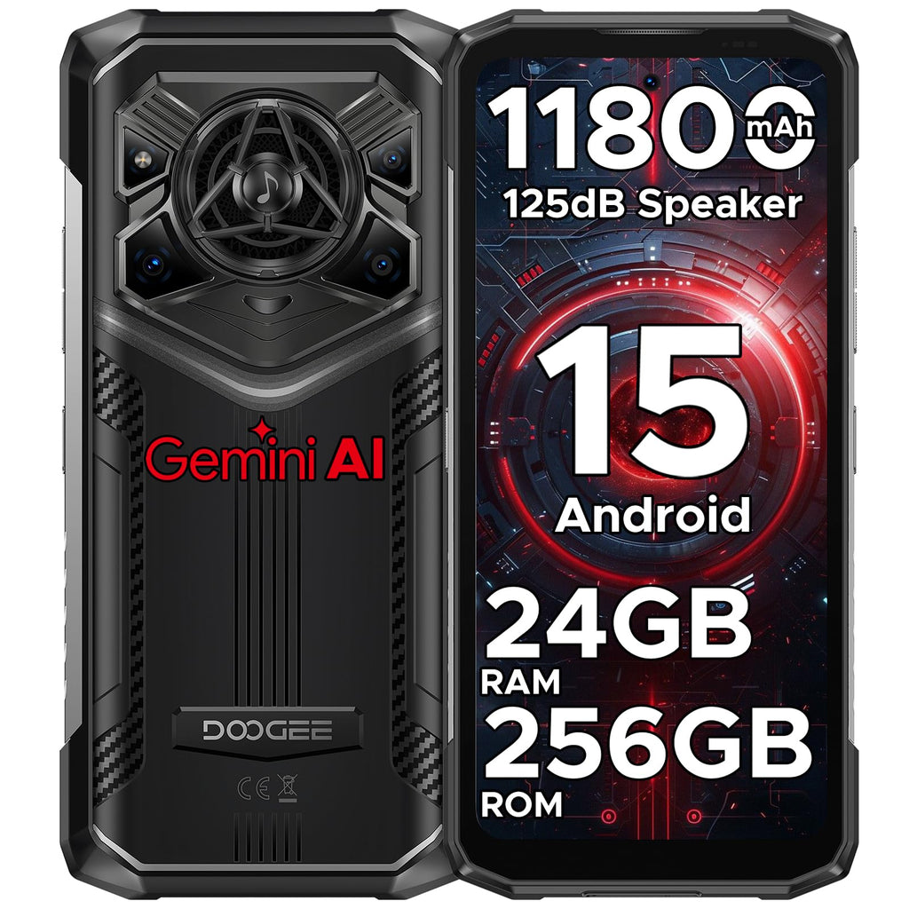 DOOGEE Blade 20 Pro Rugged Phone Unlocked,11800mAh,Octa Core,24GB+256GB, Android 15 Rugged Smartphone with 125dB Speakers,6.6" HD Display,50MP+Night Vision Camera,Face ID/Fingerprint/NFC/WIFI6/OTG
