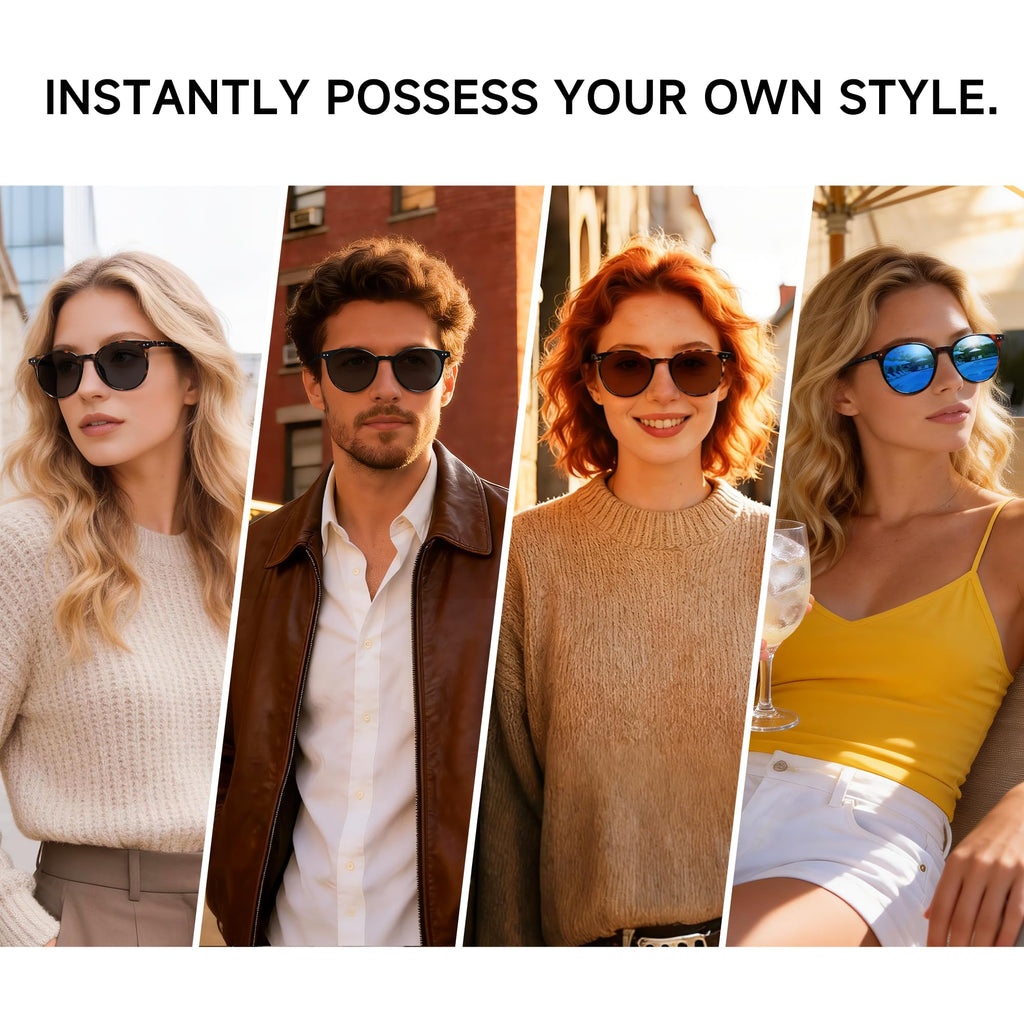 YWWPMDOF Round Sunglasses for Women Men, Polarized Retro Trendy Sunglasses Vintage Small Frame, UV Protection Lens Fashion Designer Classic Shades(Grey)