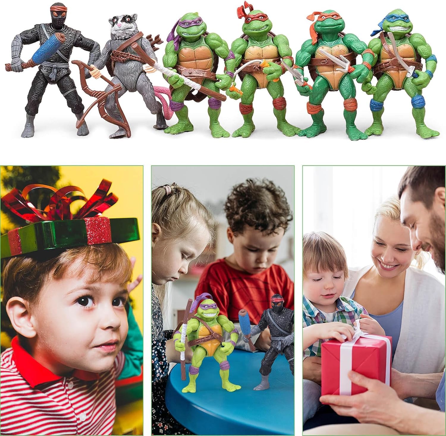 OBXAVV 4.7" Turtles Action Figures 6PCS Figure Bundle Toys Collection Birthday for Kids