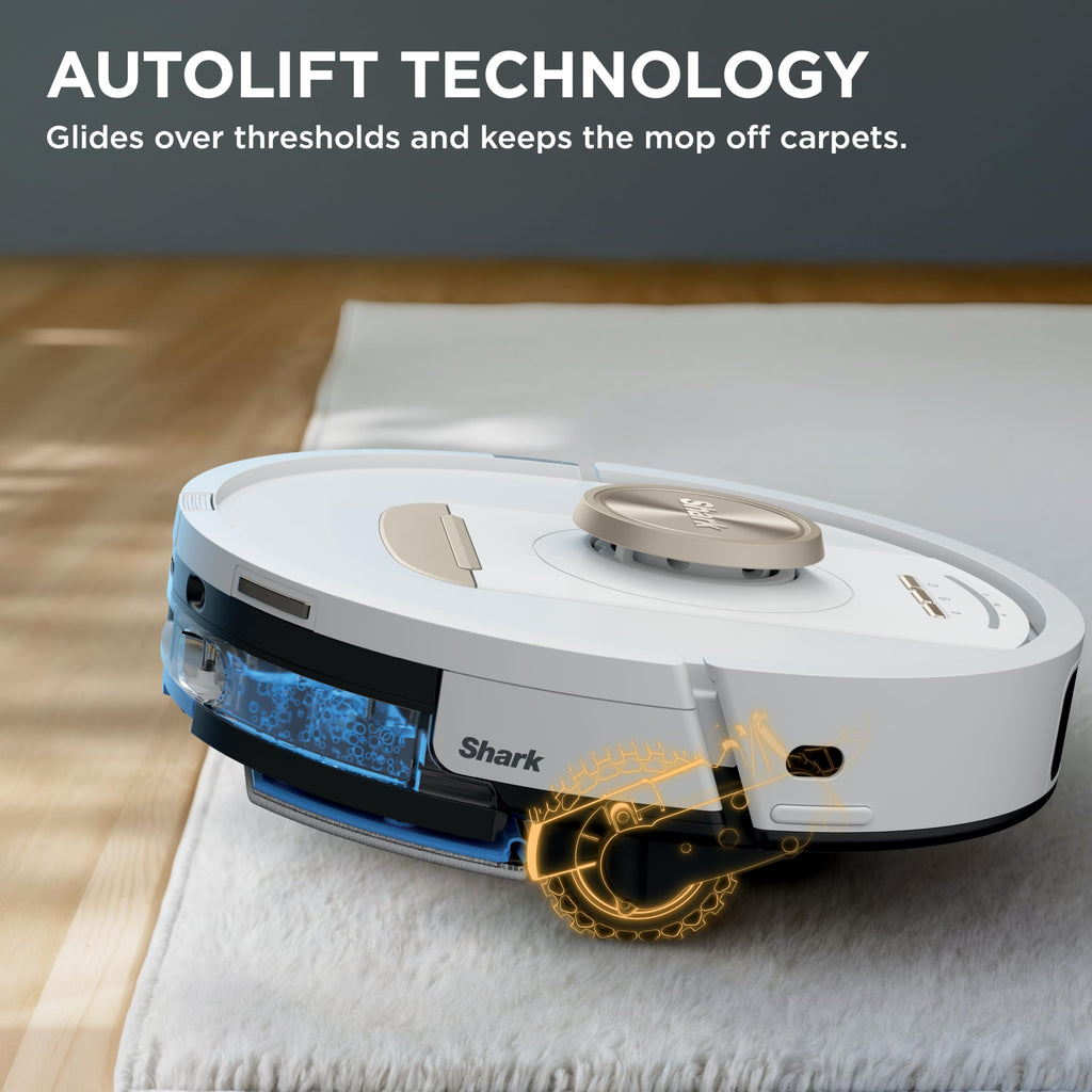 Shark Stratos 2-in-1 Robot Vacuum & Mop with 25+ Hands-Free Features & NeverTouch Self-Cleaning Base, Precision Mapping, Autolift Technology, HEPA Filtration, Edge Detect, White, RV2720ZE