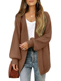 Libsorge Womens Long Cardigan Sweaters for Women Fall Winter Spring 2025 Trendy Outfits Chunky Waffle Knit Oversized Open Front Dressy Casual Lightweight Long Sleeve Cardigans Sweater Coffee Brown S