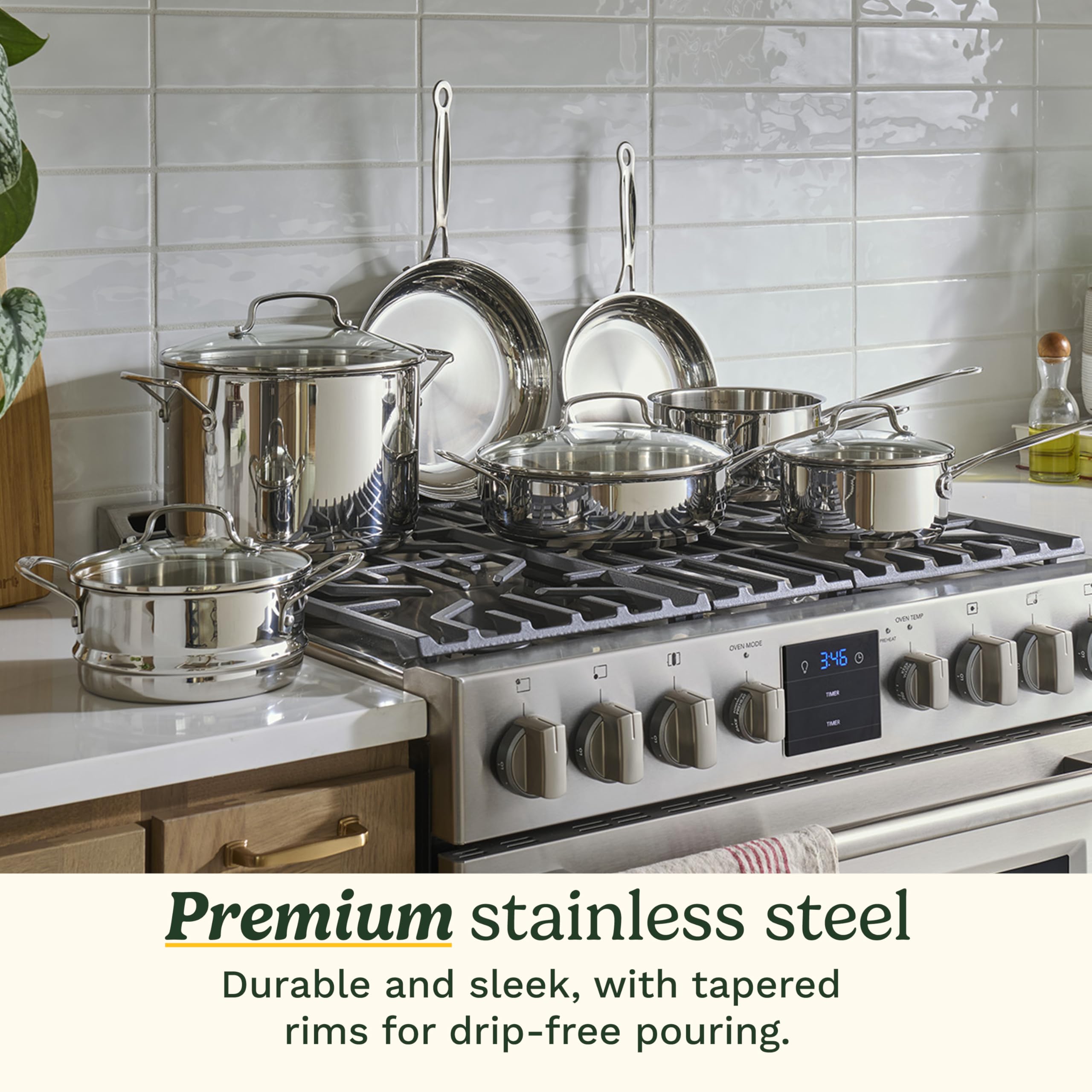 Cuisinart Chef’s Classic 11-Piece Stainless Steel Pots and Pans Set, Cookware Set Compatible with Induction, Electric, Gas Cooktops, Aluminum Core for Even Heat, Cool Grip Handles, Dishwasher Safe
