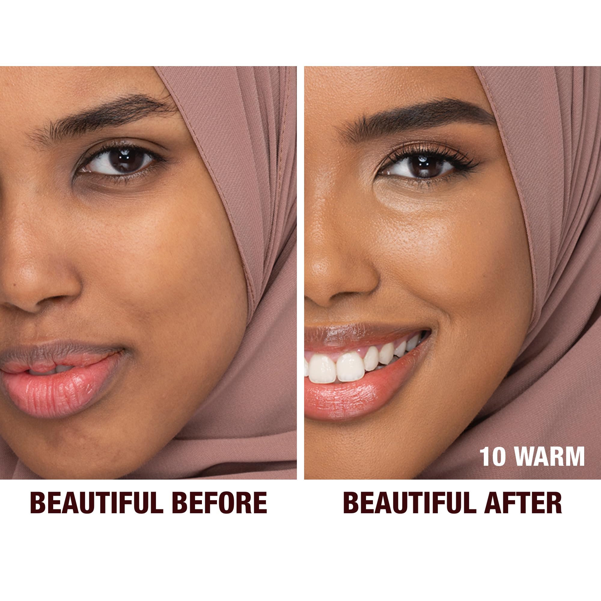 Charlotte Tilbury Beautiful Skin Medium Coverage Hydrating Foundation - Buildable Liquid Makeup for Instant Glow, Plumping Hydration & Lasting Skincare Benefits - 10 Warm