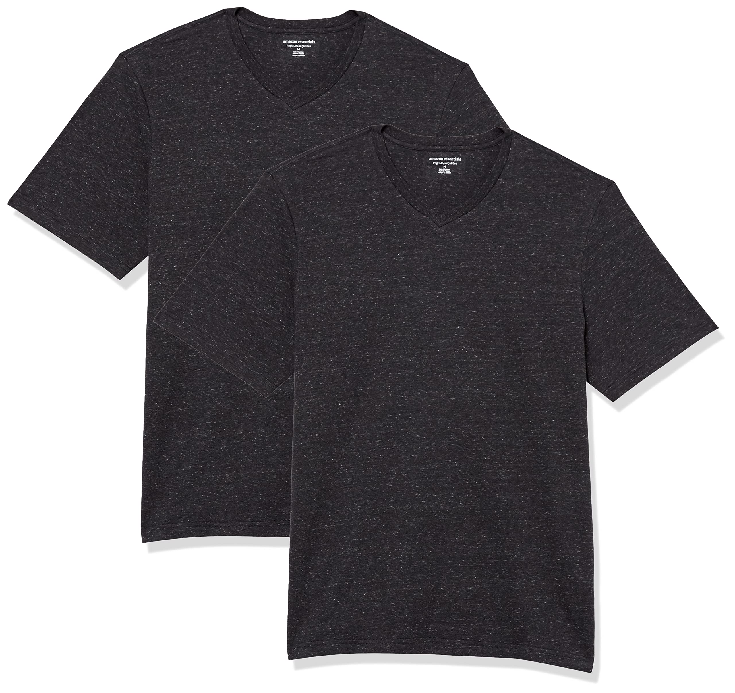 Amazon Essentials Men's Short-Sleeve V-Neck T-Shirts, Pack of 2, Charcoal Heather, 4X-Large Big