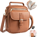 Vegan Leather Crossbody Bag for Women with 2 Straps, Small Messenger Bag with Anti Theft Zipper Pocket Vintage Shoulder Bag