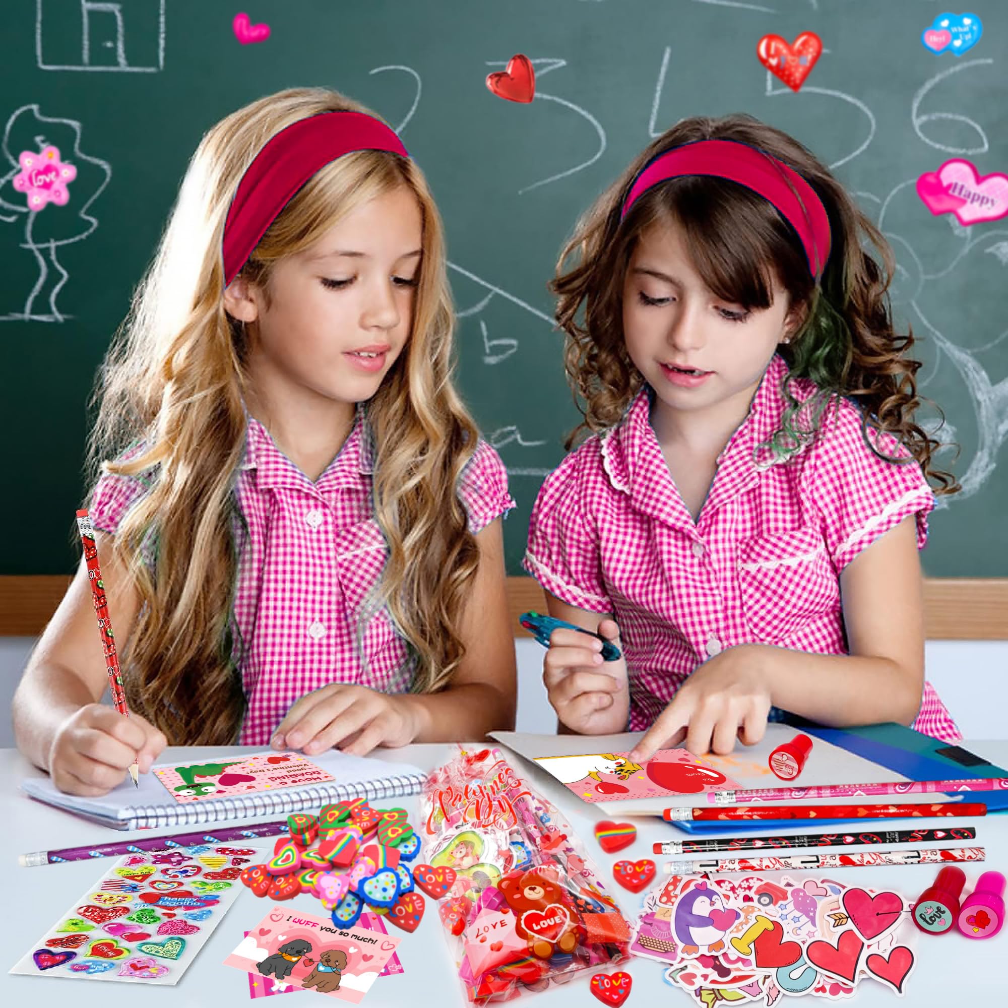 Phaorui 268pcs Valentines Day Gifts for Kids Classroom 28 Pack Valentines Goodie Bags Stuffers Valentine Card Gift for Kid Valentine Classroom Party Favors Prizes for Kids Girls