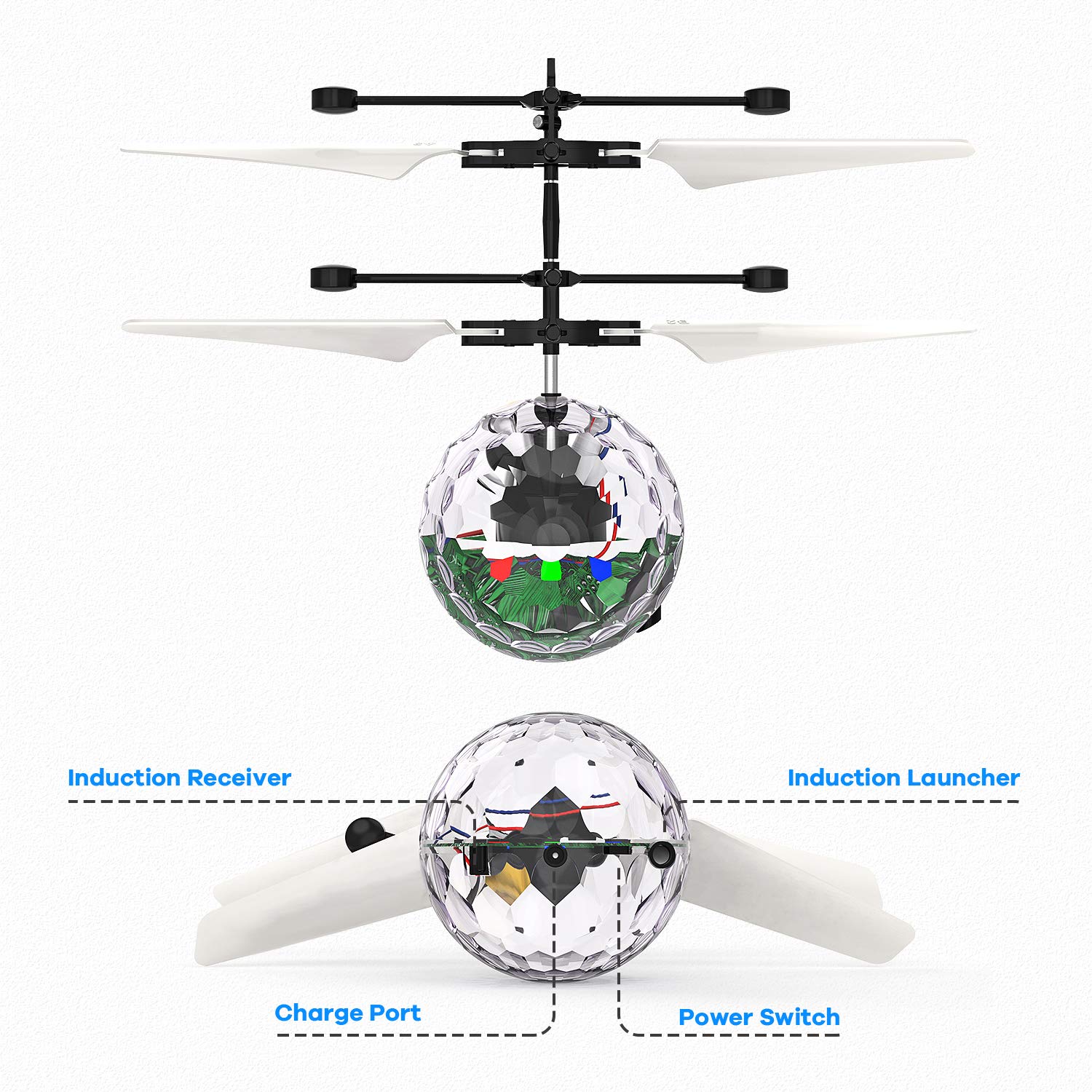 STREET WALK Flying Toy Ball Infrared Induction RC Flying Toy Built-in LED Light Disco Helicopter Shining Colorful Flying Drone Indoor and Outdoor Games Toys for 6 7 8 9 10 Year Old Boys and Girls