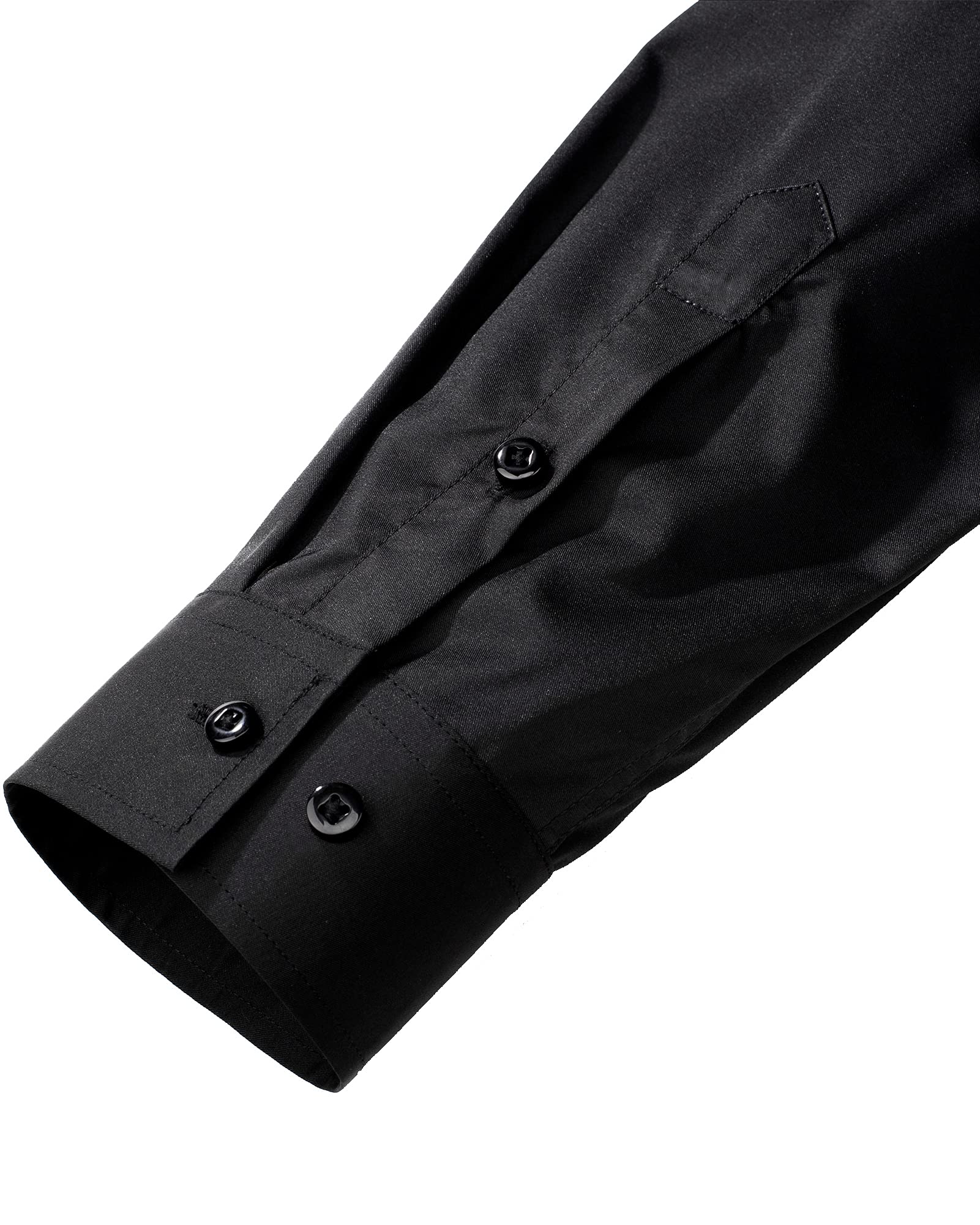 J.VER Men's Dress Shirts Solid Long Sleeve Stretch Wrinkle-Free Formal Shirt Business Casual Button Down Shirts Black XL