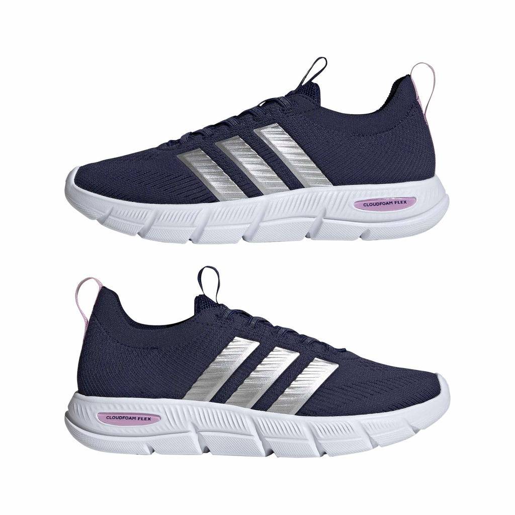 adidas Women's Cloudfoam Flex - Slounge, Dark Blue/Matte Silver/Bliss Lilac, 6.5