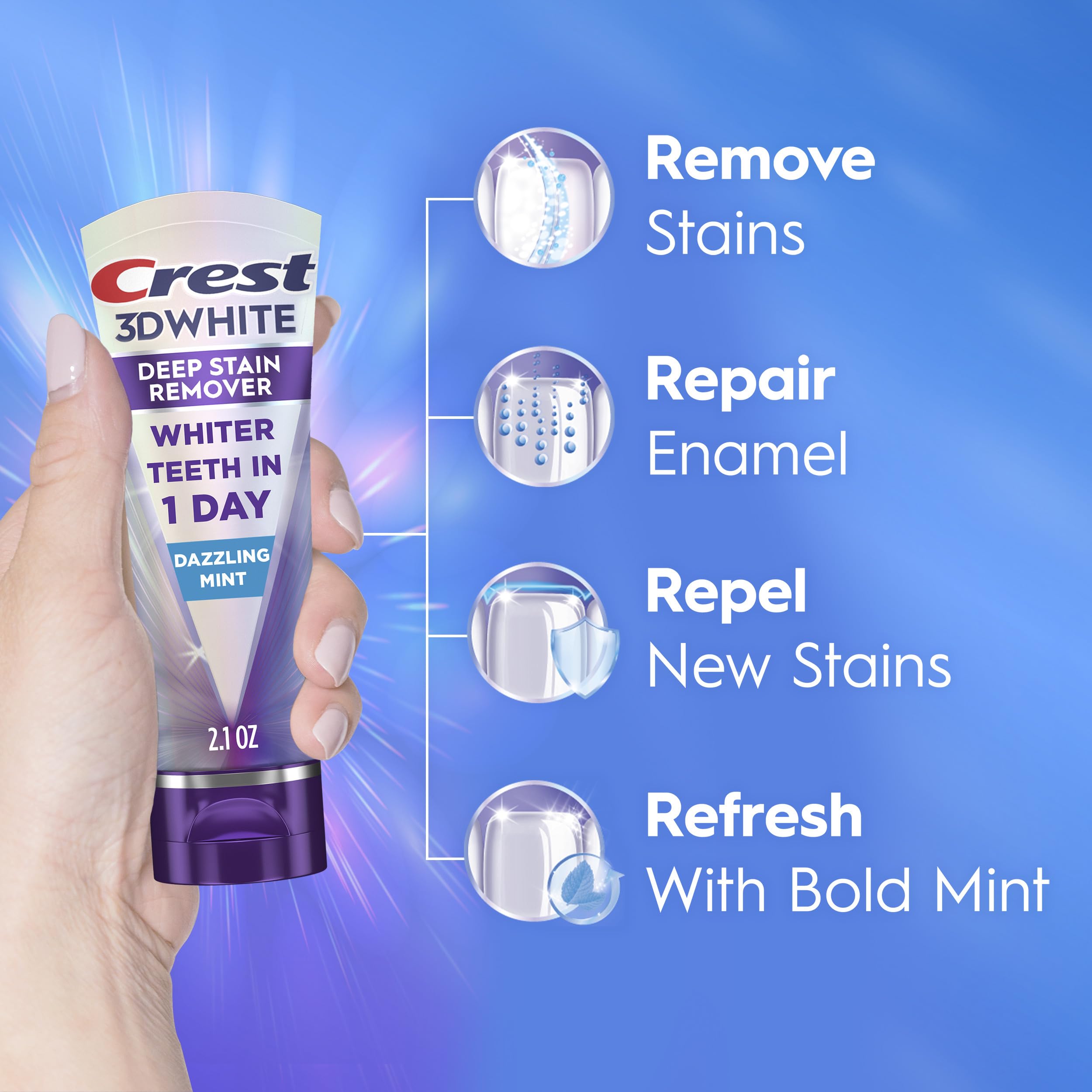 Crest 3DWhite Brilliance Deep Stain Remover Dazzling Mint Toothpaste - 2.1oz
