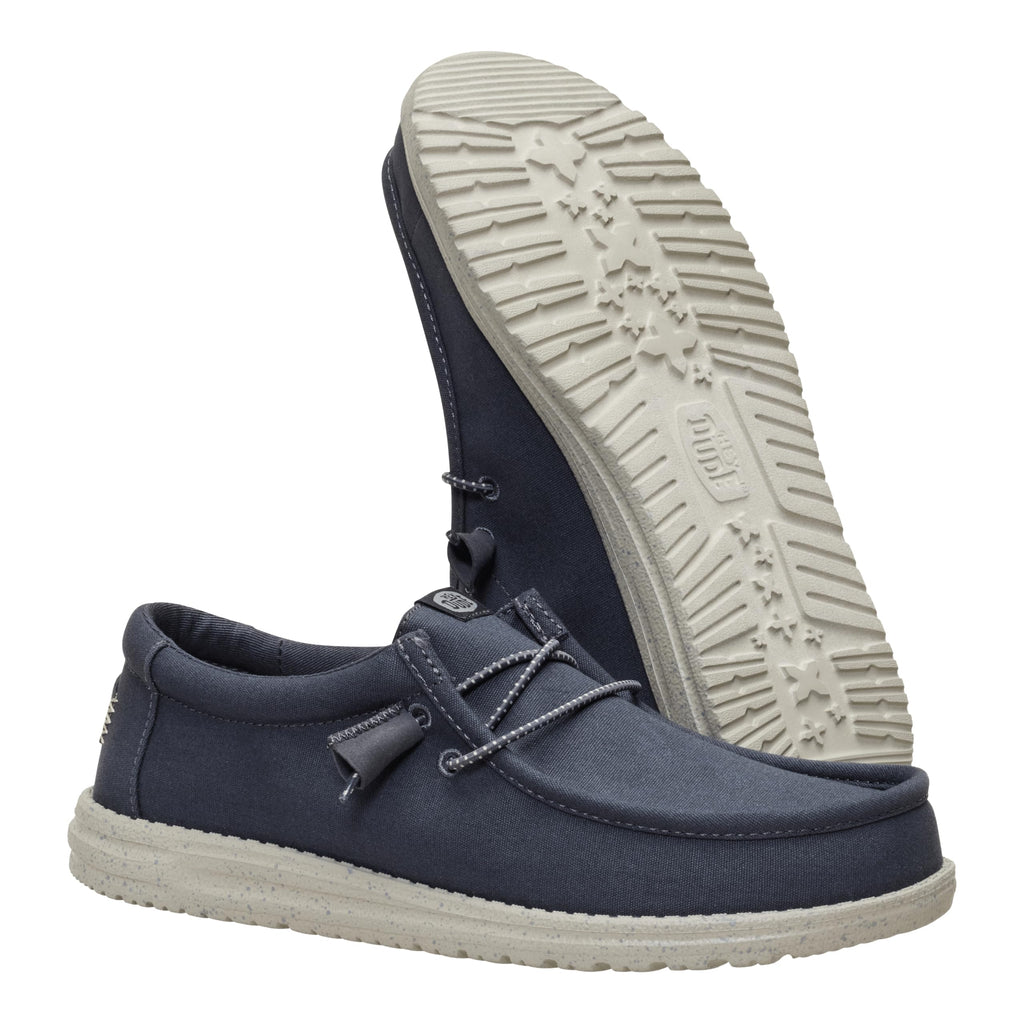 HEYDUDE Men's Wally Canvas Black Oyster Size 11, Men’s Shoes, Slip-on Loafers, Comfortable & Light-Weight
