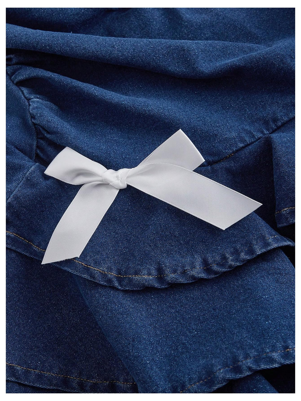 WDIRARA Women's Strapless Denim Mini Dress Bandeau Layered Ruffle A Line Bow Dresses